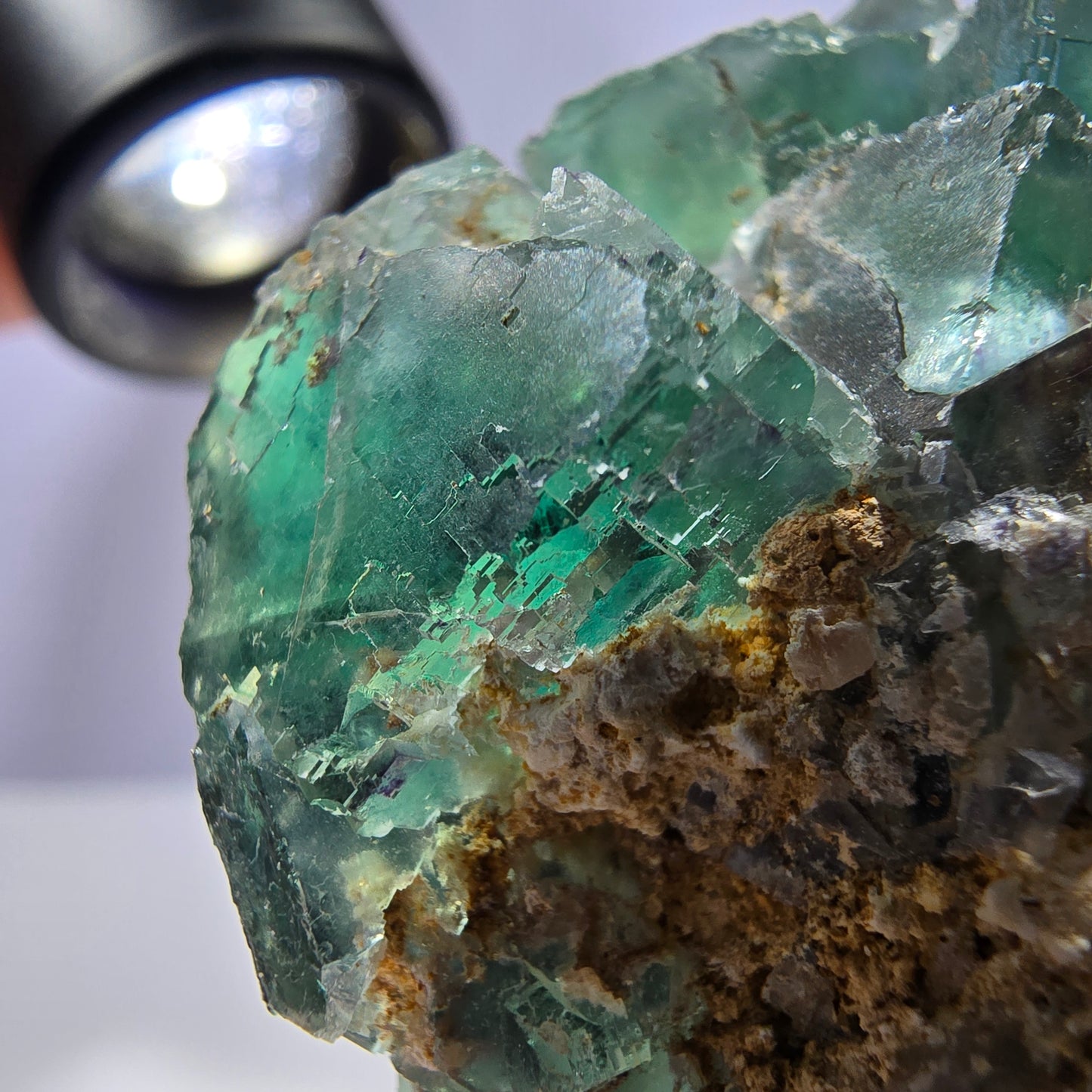 Spécimen de cube de fluorite fantôme transparente, vert parqueté, Okorusu, Namibie, 50 x 41 x 40 mm