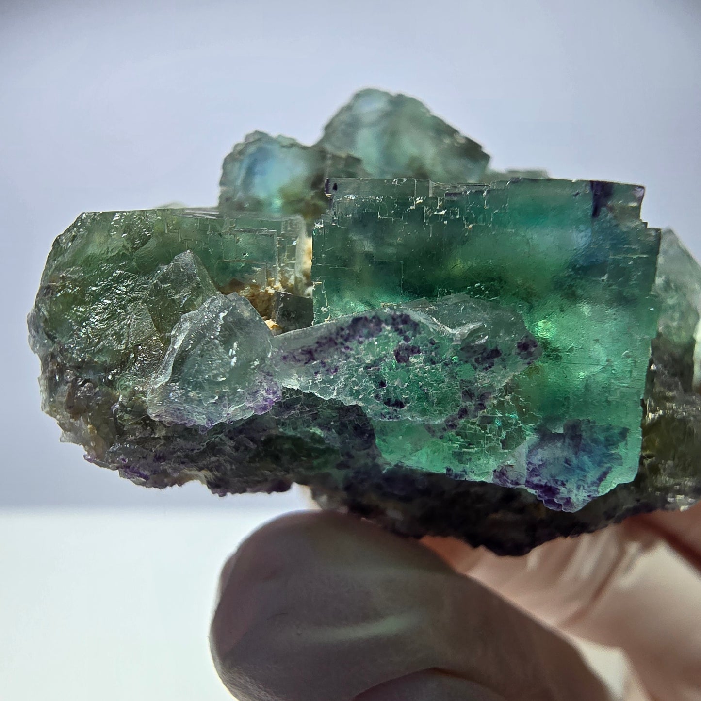Klare Phantom Fluorit Würfel Stufe, parkettiert grün Okorusu, Namibia 54*35*26mm