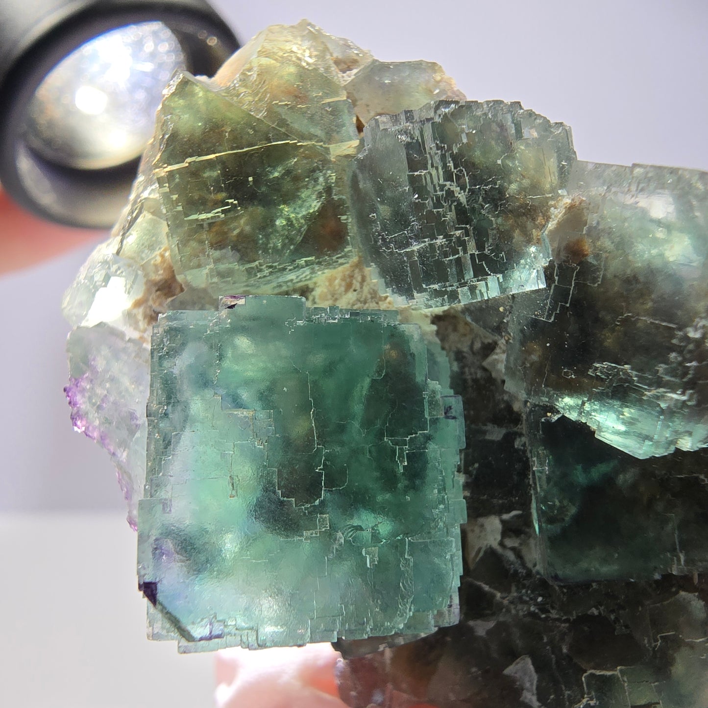 Klare Phantom Fluorit Würfel Stufe, parkettiert grün Okorusu, Namibia 54*35*26mm