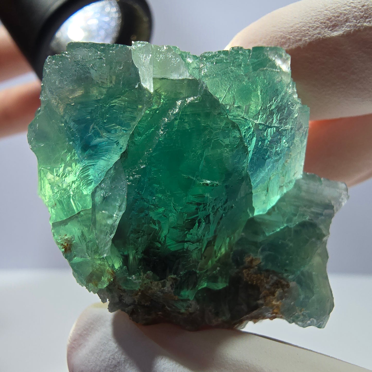 Rare cube de fluorite fantôme, spécimen de quartz vert Okorusu, Namibie, 44 x 40 x 29 mm