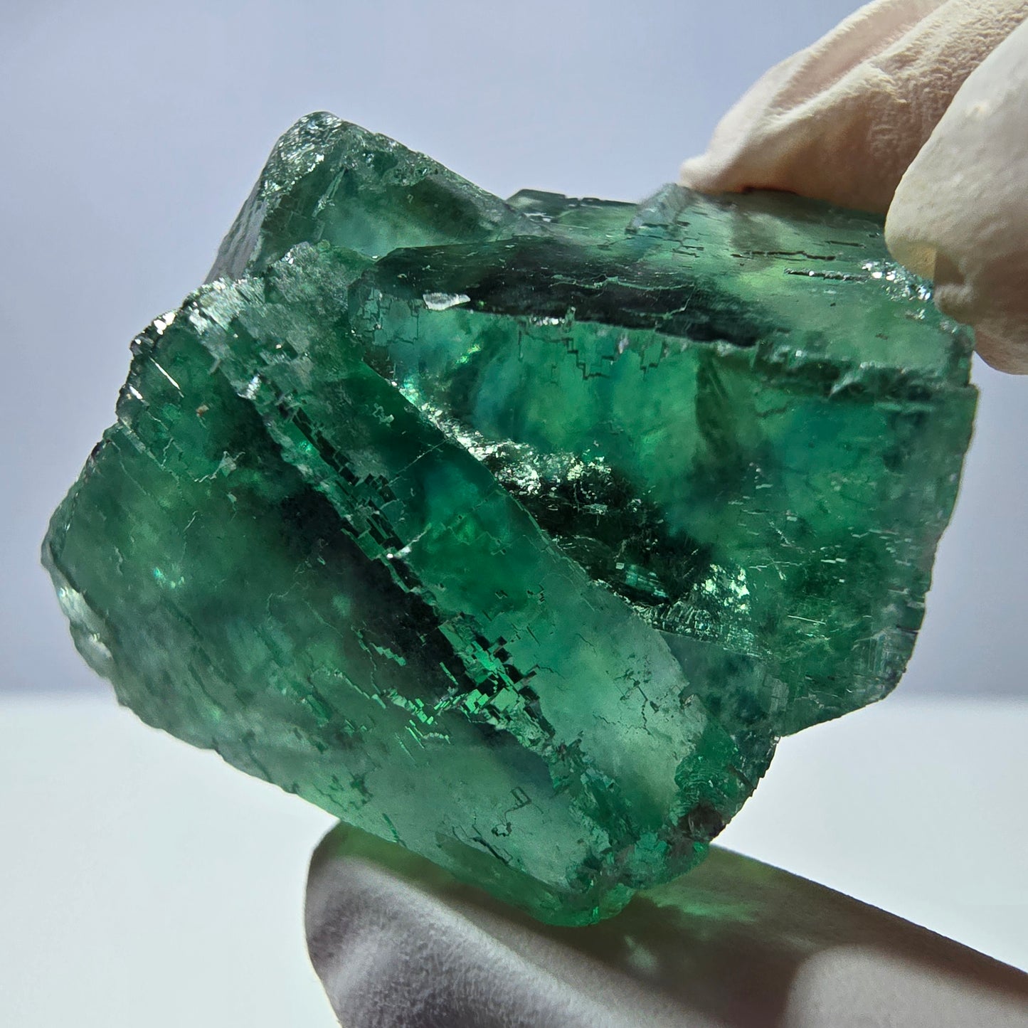 Klare Phantom Fluorit Würfel Stufe, parkettiert grün Okorusu, Namibia 43*33*25mm