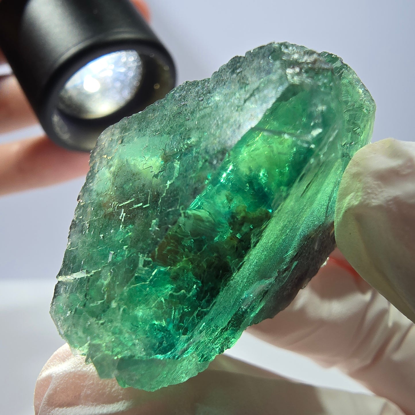 Klare Phantom Fluorit Würfel Stufe, parkettiert grün Okorusu, Namibia 43*33*25mm