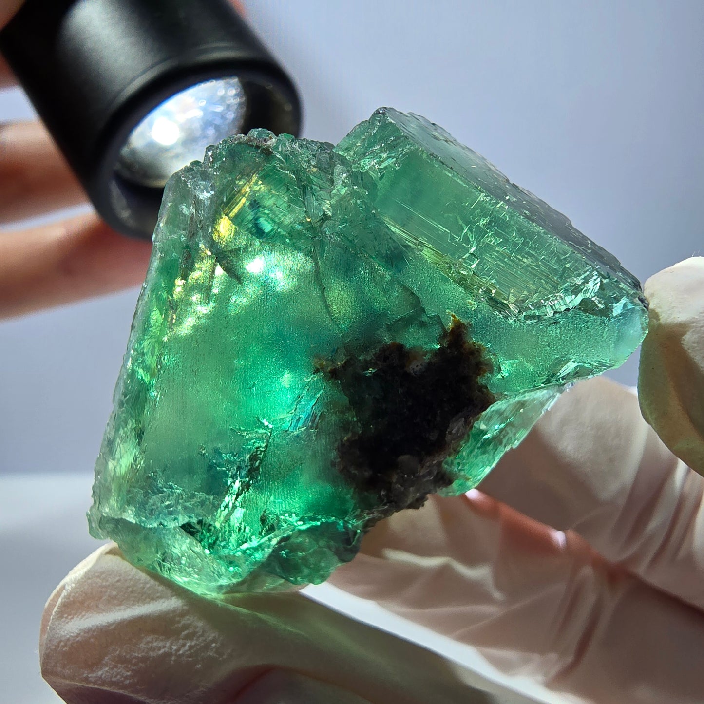 Klare Phantom Fluorit Würfel Stufe, parkettiert grün Okorusu, Namibia 43*33*25mm