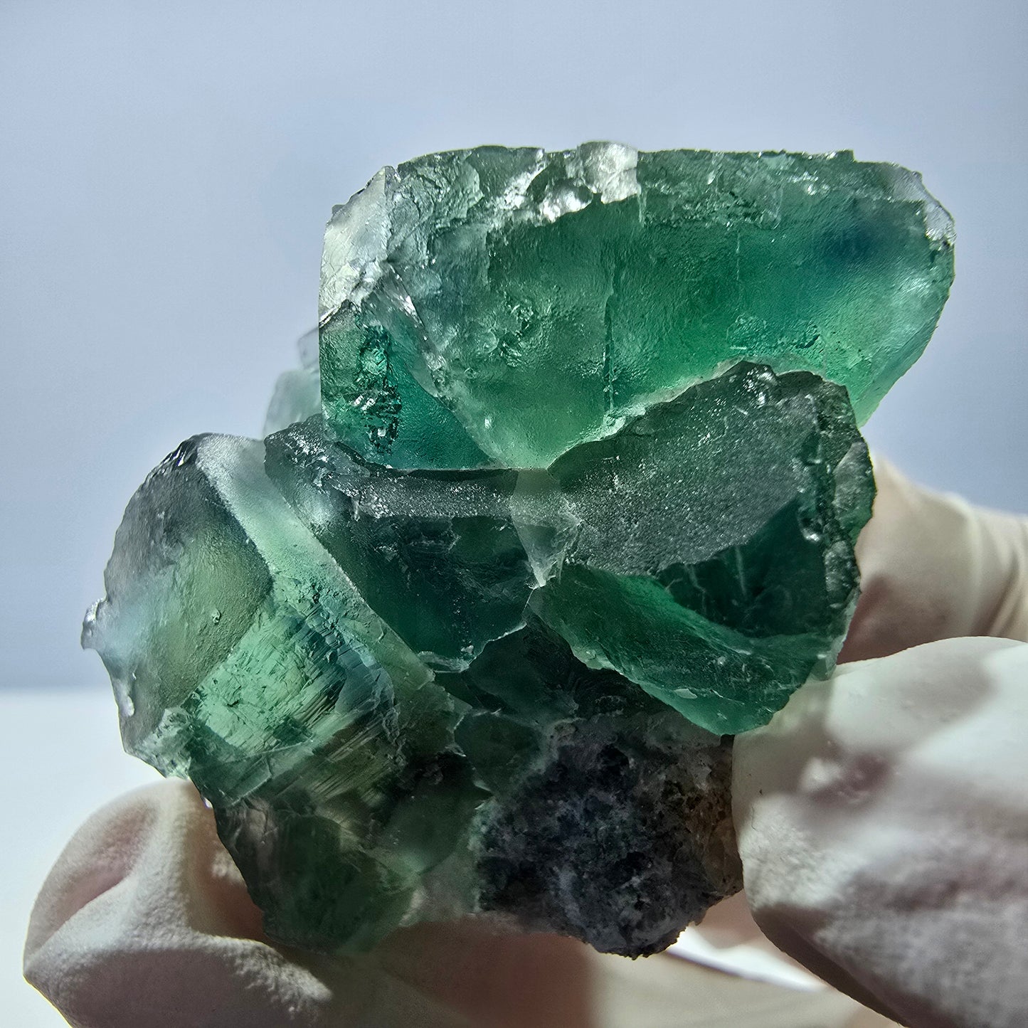 Spécimen de cube de fluorite fantôme transparente, vert parqueté, Okorusu, Namibie, 45 x 35 x 22 mm