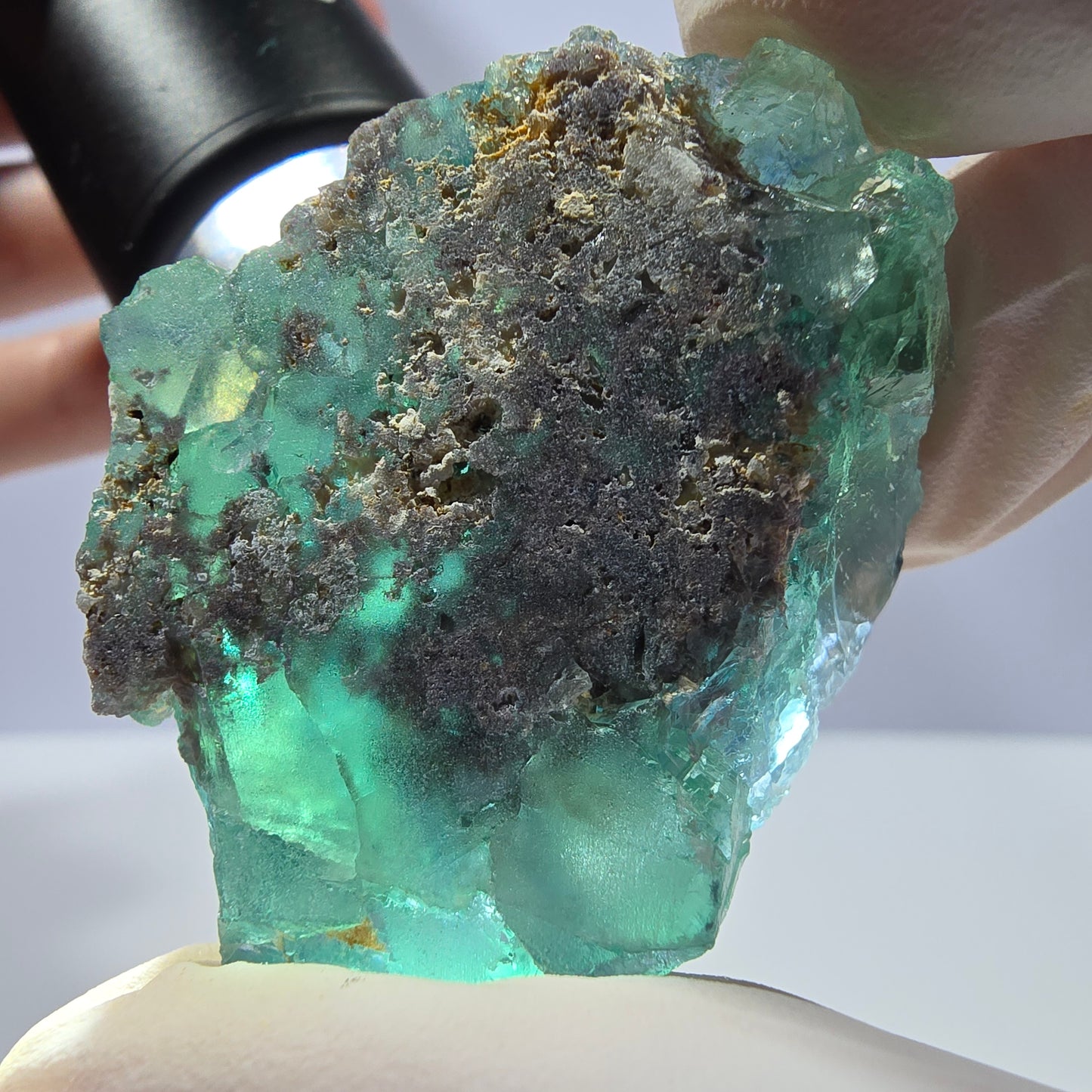 Spécimen de cube de fluorite fantôme transparente, vert parqueté, Okorusu, Namibie, 48 x 36 x 21 mm
