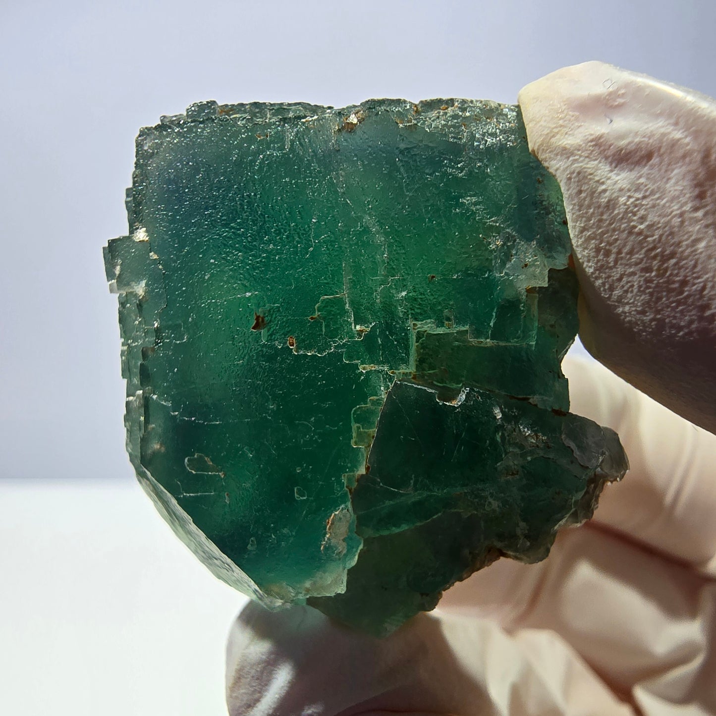 Spécimen de cube de fluorite fantôme transparente, vert parqueté Okorusu, Namibie 33 x 31 x 30 mm