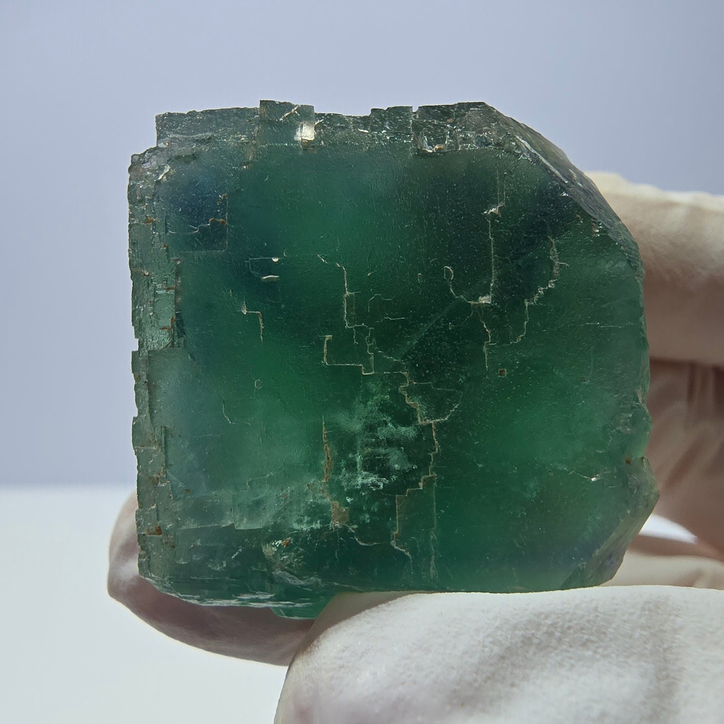 Spécimen de cube de fluorite fantôme transparente, vert parqueté Okorusu, Namibie 33 x 31 x 30 mm