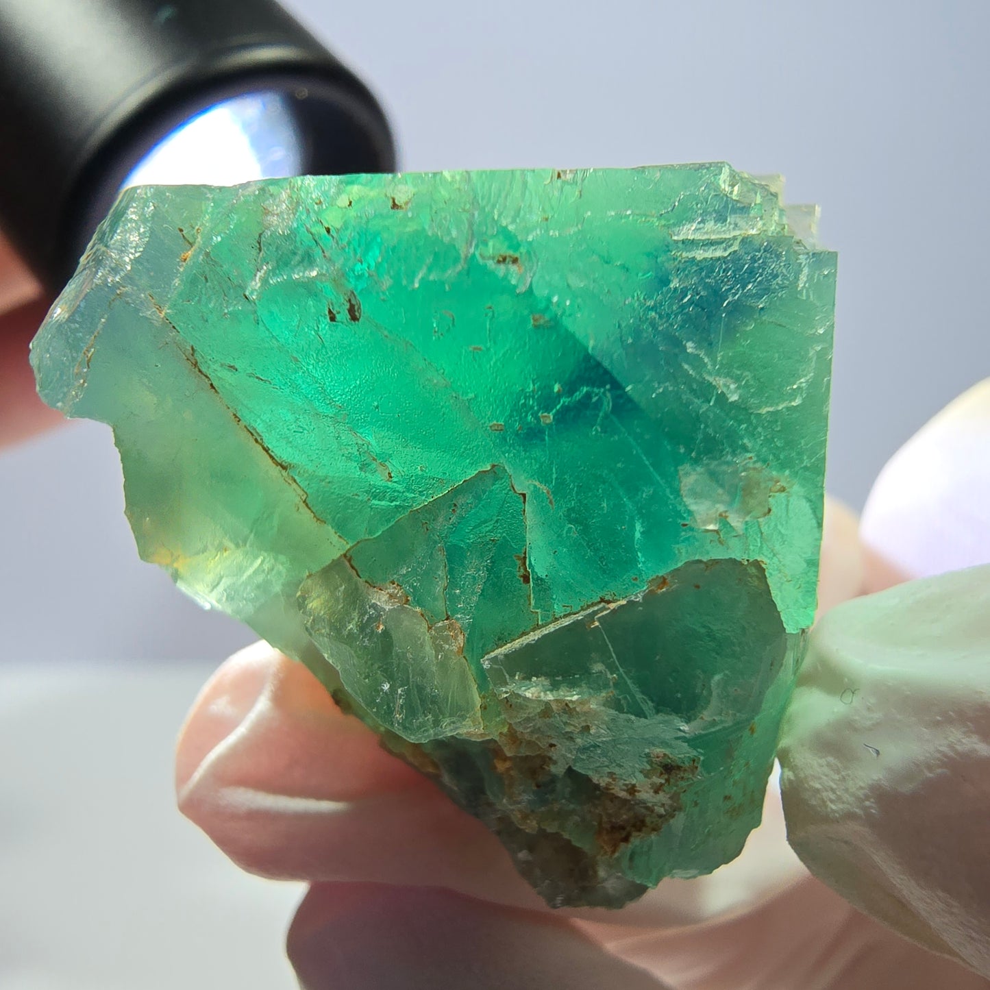 Spécimen de cube de fluorite fantôme transparente, vert parqueté Okorusu, Namibie 33 x 31 x 30 mm