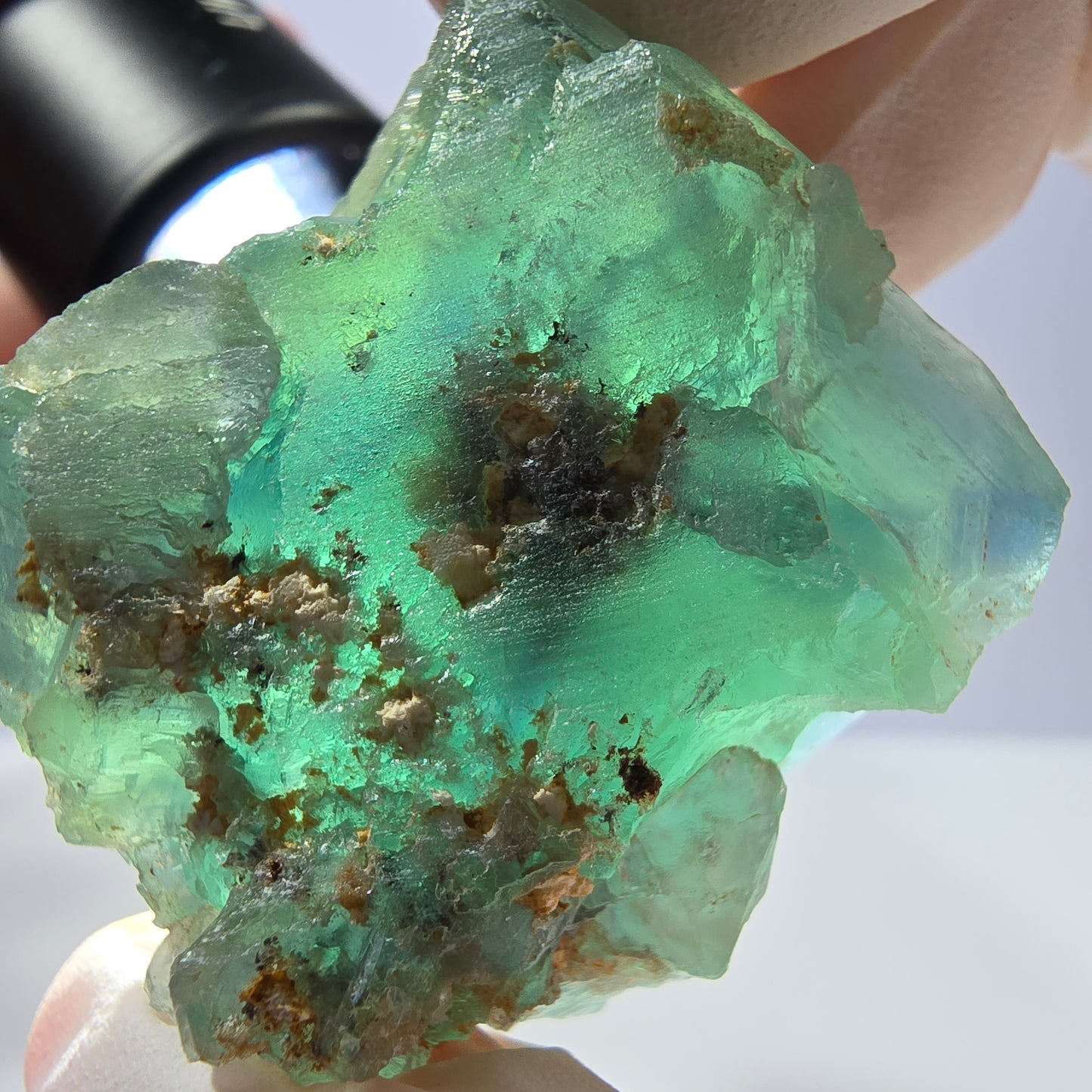 Spécimen de cube de fluorite fantôme transparente, vert parqueté Okorusu, Namibie 33 x 31 x 30 mm