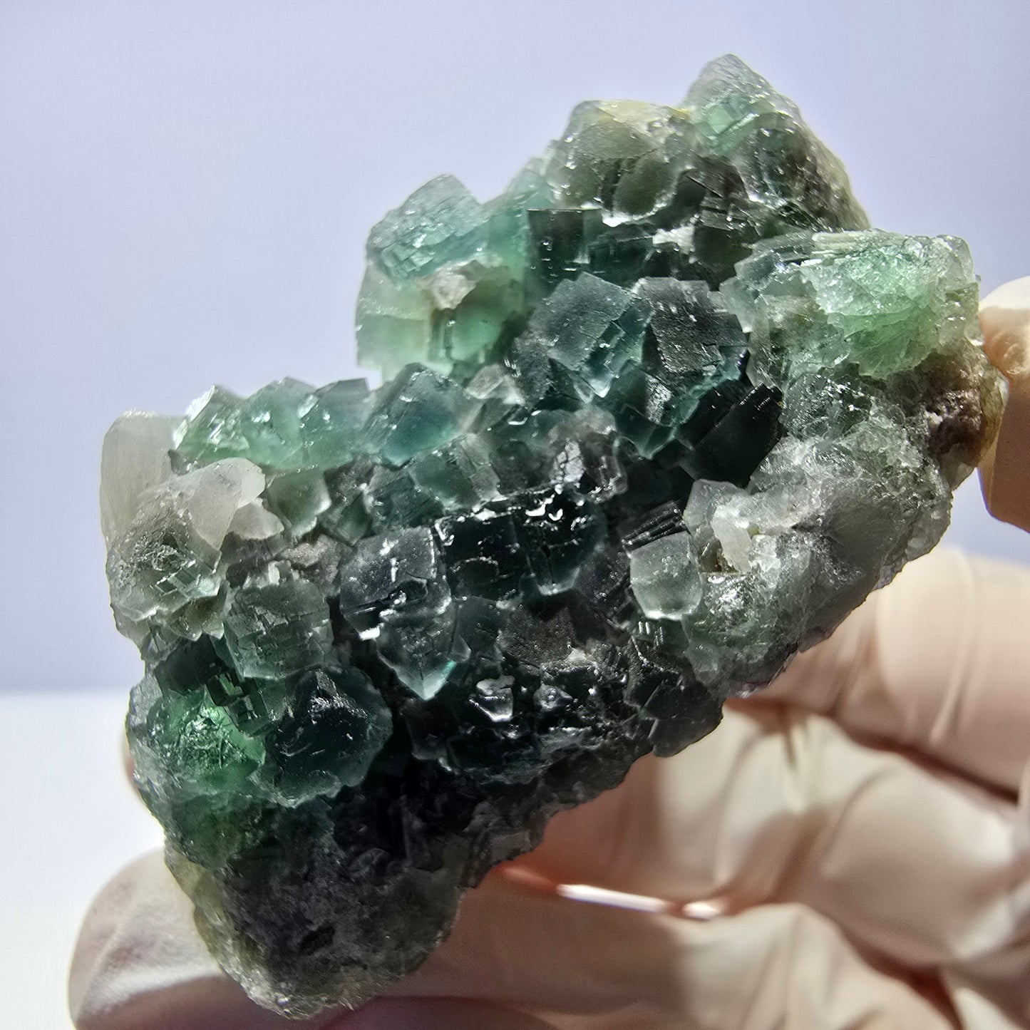 Rare cube de fluorite fantôme, spécimen de quartz vert Okorusu, Namibie, 55 x 33 x 24 mm