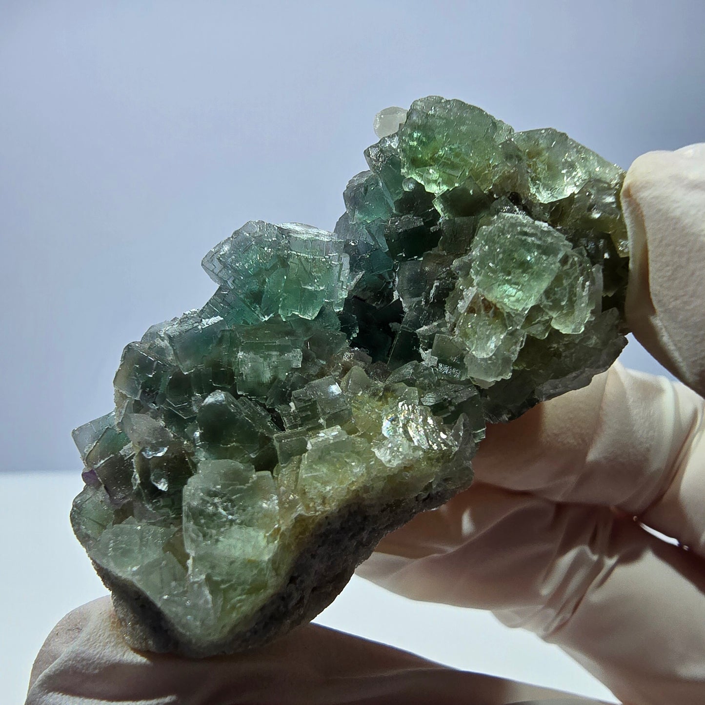 Rare cube de fluorite fantôme, spécimen de quartz vert Okorusu, Namibie, 55 x 33 x 24 mm