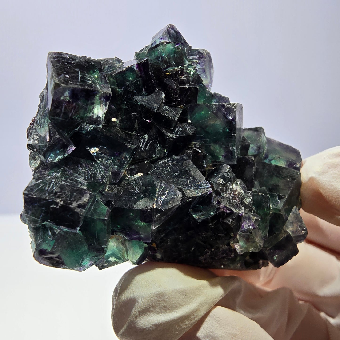Phantom Fluorite Cube Specimen, parquetted green purple Okorusu, Namibia 52*41*18mm