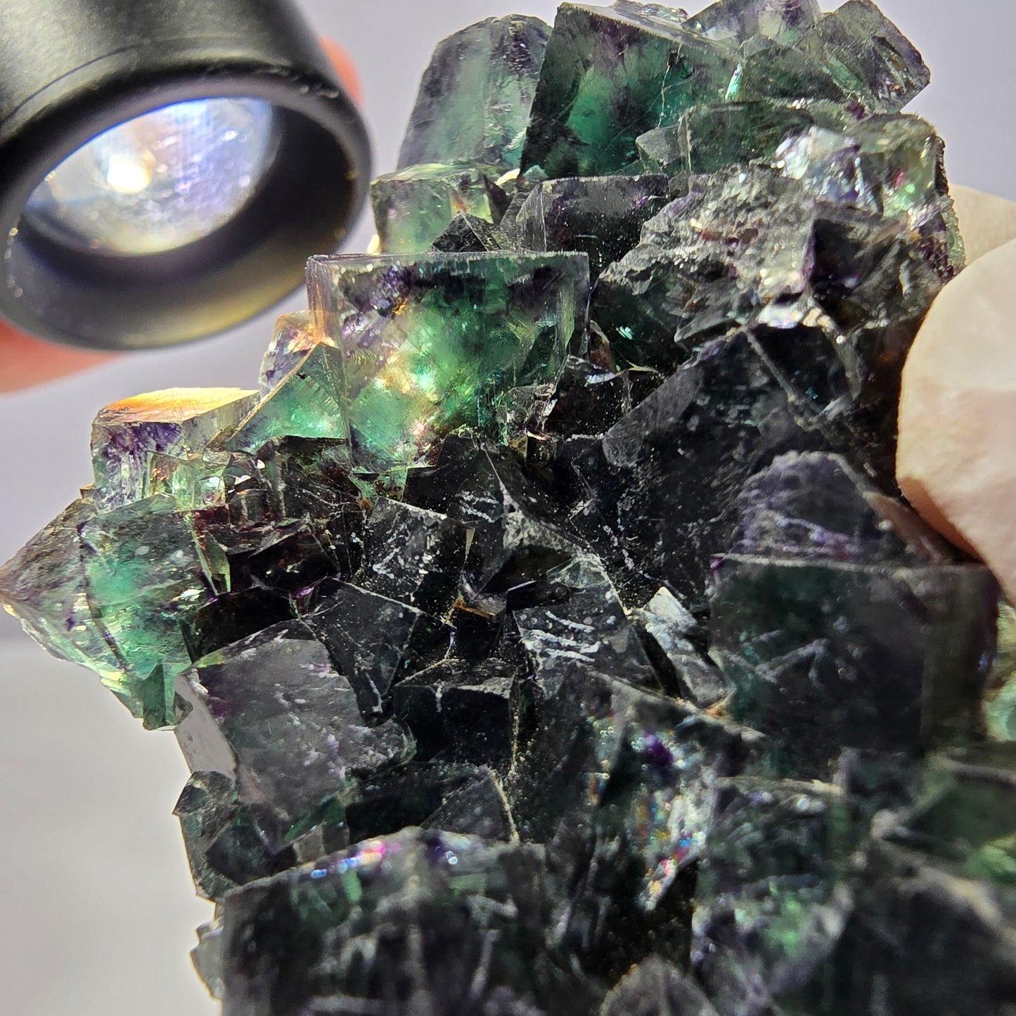 Phantom Fluorite Cube Specimen, parquetted green purple Okorusu, Namibia 52*41*18mm