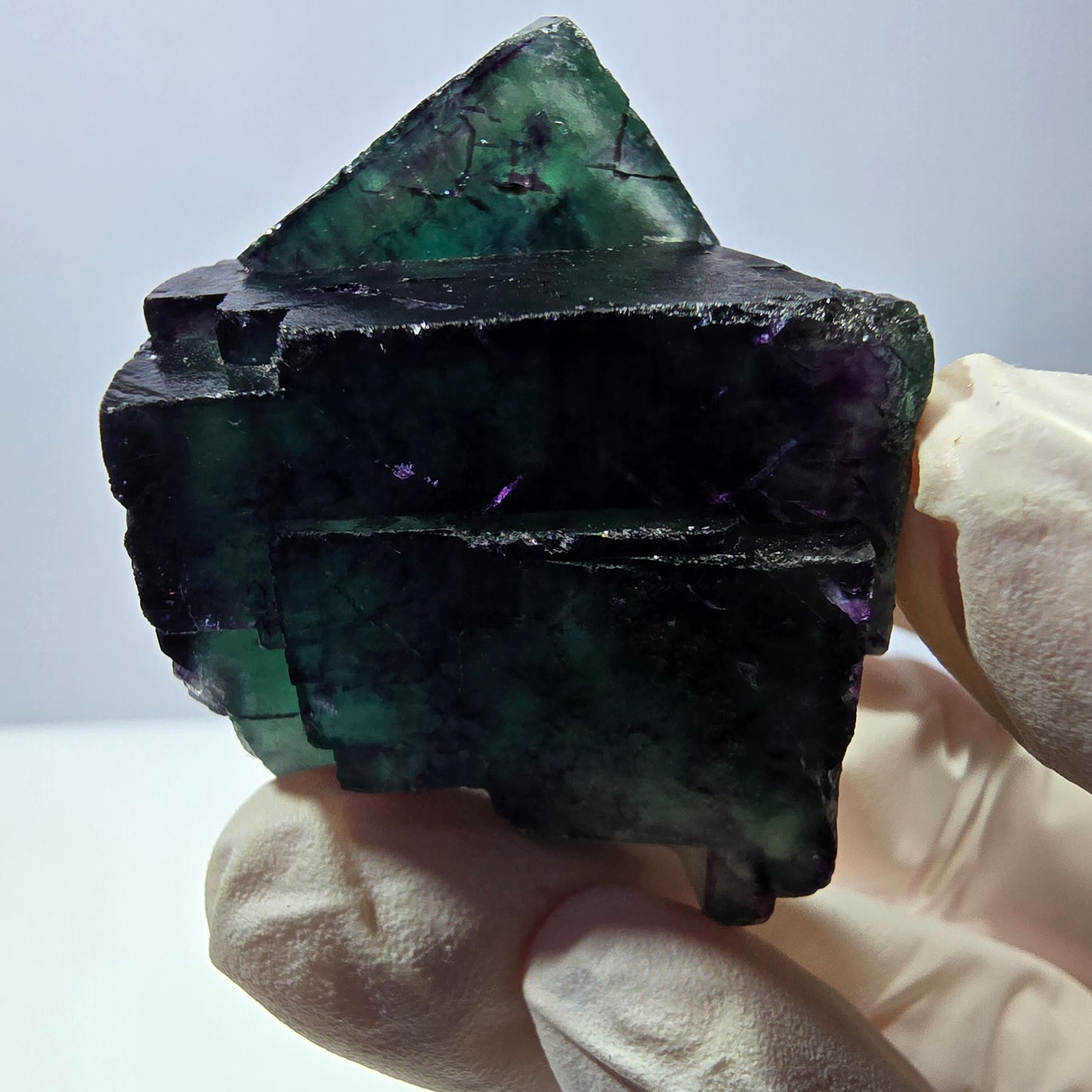 Spécimen de cube de fluorite fantôme, parqueté vert violet Okorusu, Namibie 41*41*25 mm