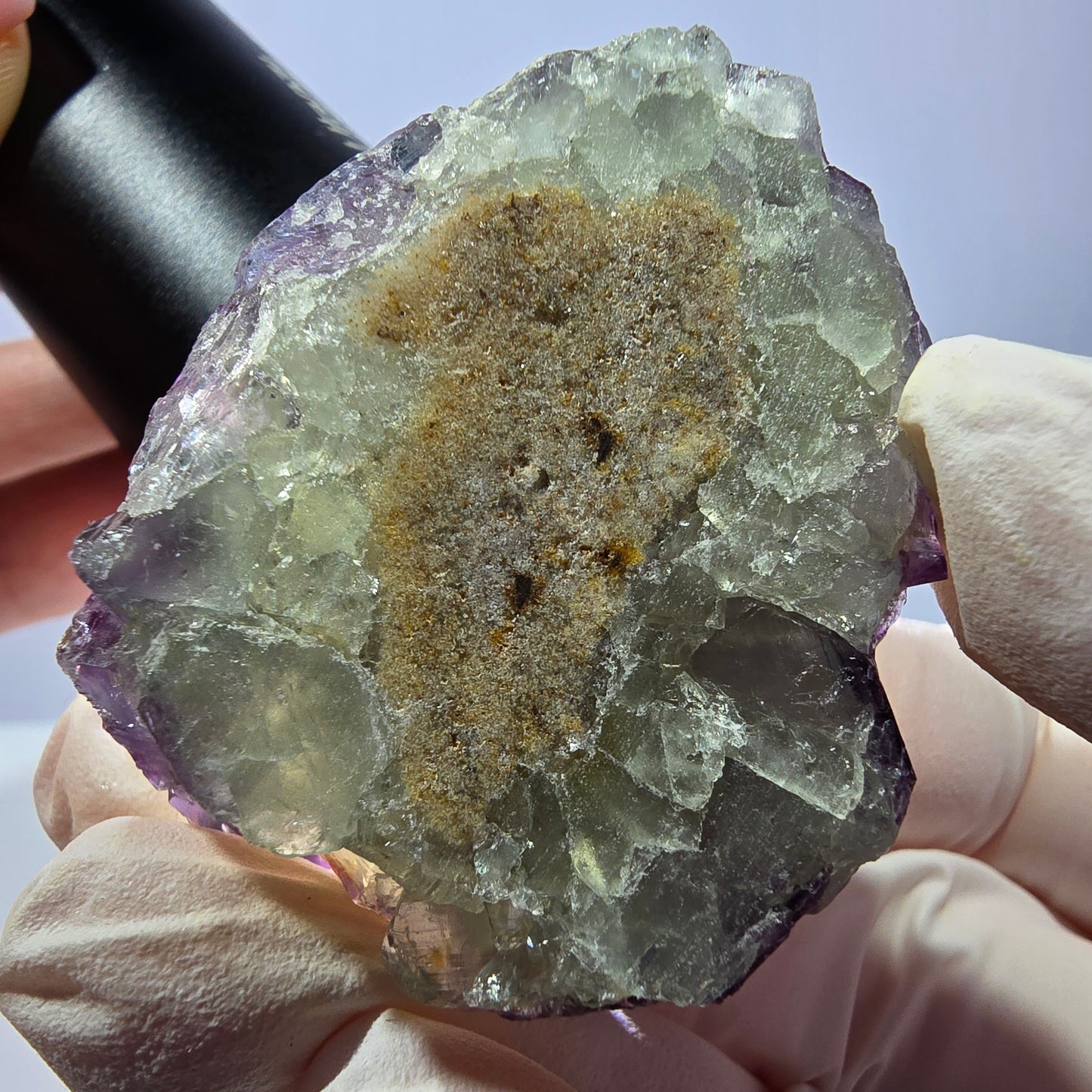 Spécimen de cube de fluorite fantôme, parqueté vert violet Okorusu, Namibie 46*41*26 mm