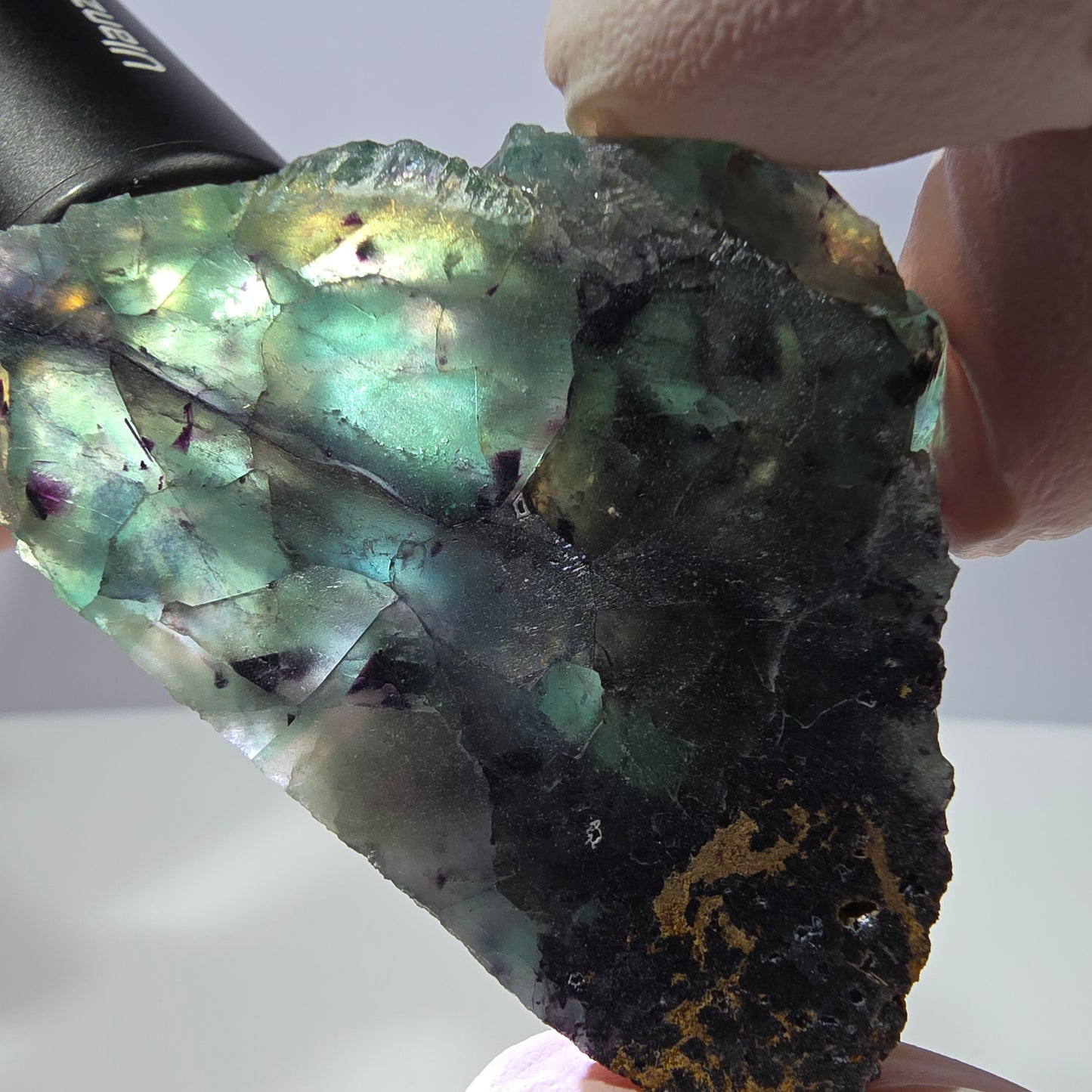 Spécimen de cube de fluorite fantôme, parqueté vert violet Okorusu, Namibie 64*41*19 mm