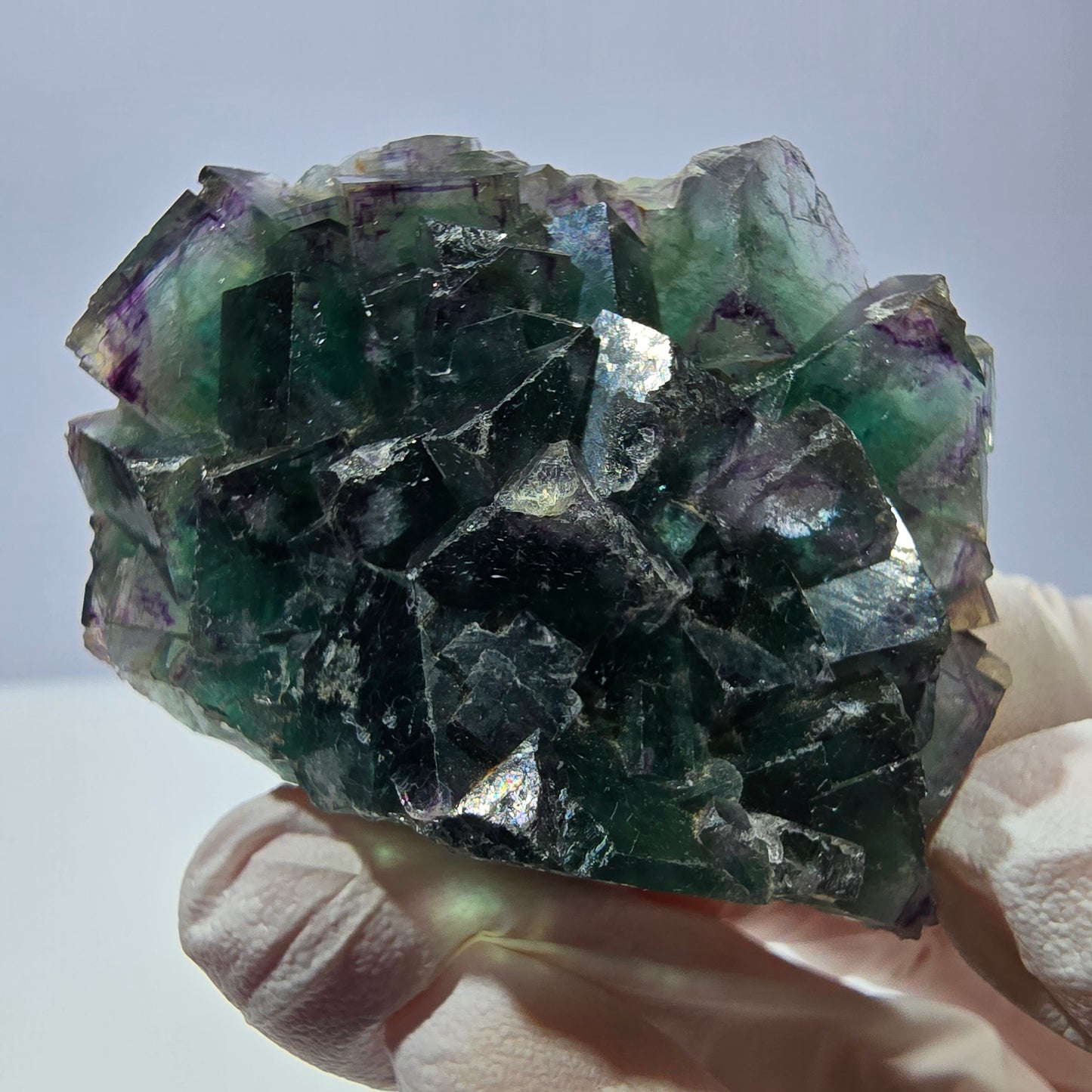 Phantom Fluorite Cube Specimen, parquetted green purple Okorusu, Namibia 53*38*21mm