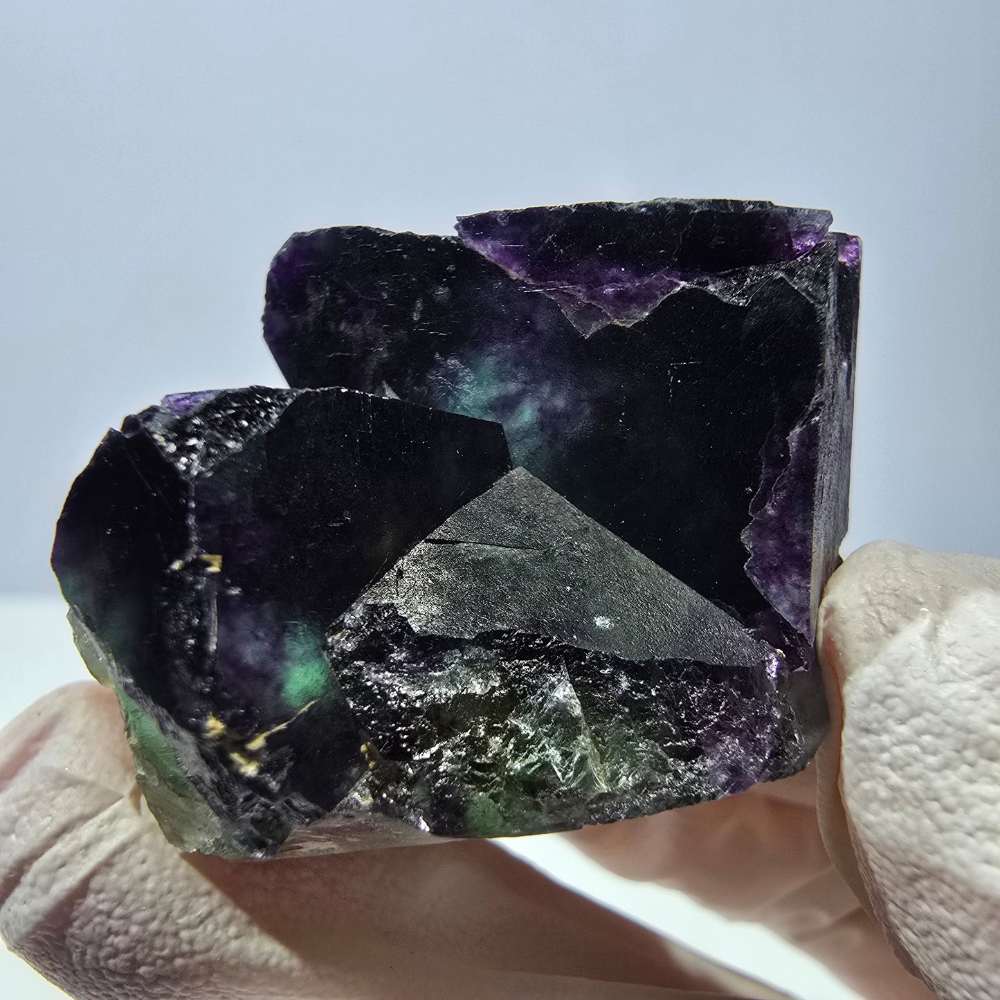 Spécimen de cube de fluorite fantôme, parqueté vert violet Okorusu, Namibie 46*34*25 mm