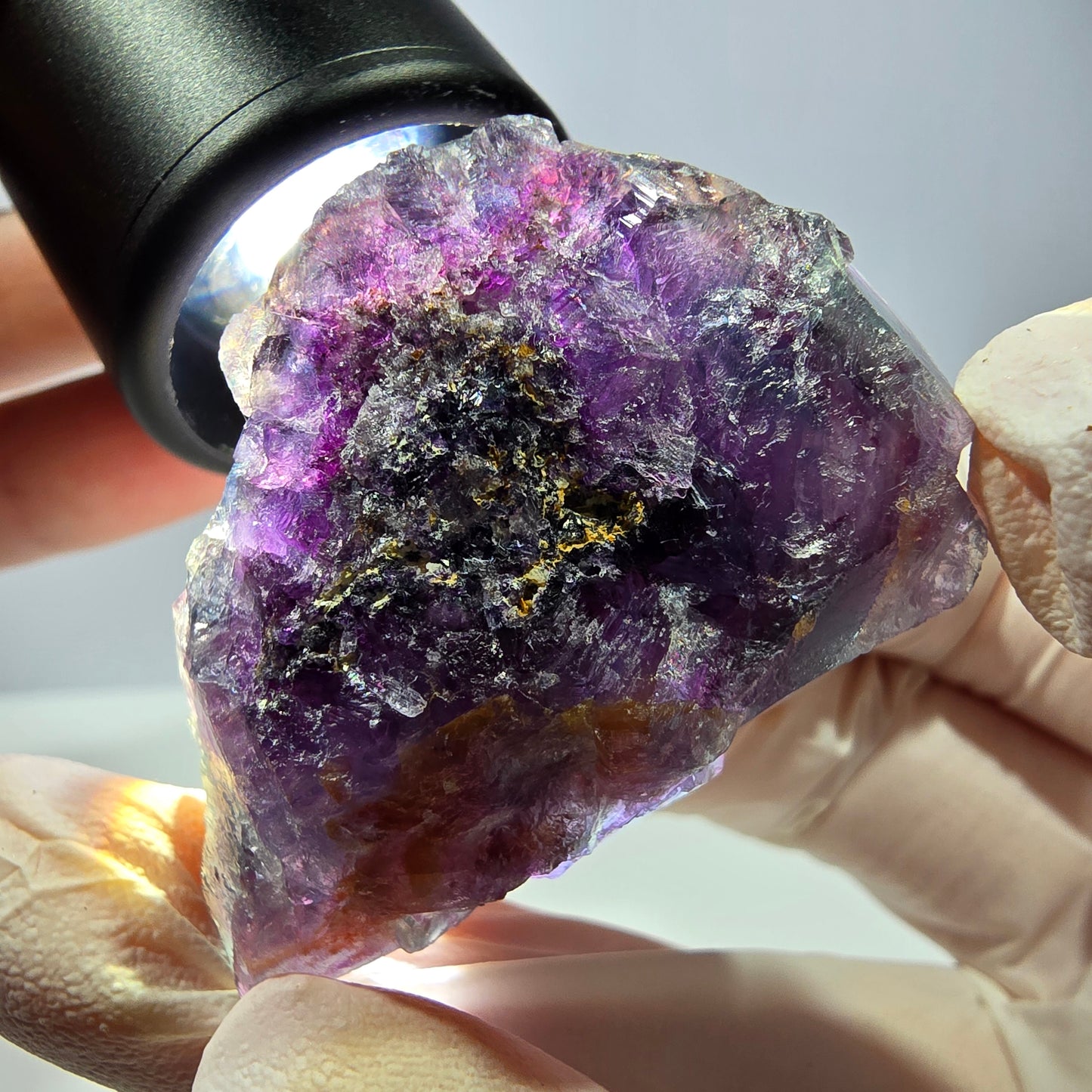 Rare spécimen de cube de fluorite fantôme, vert-violet, Okorusu, Namibie, 46 x 34 x 20 mm