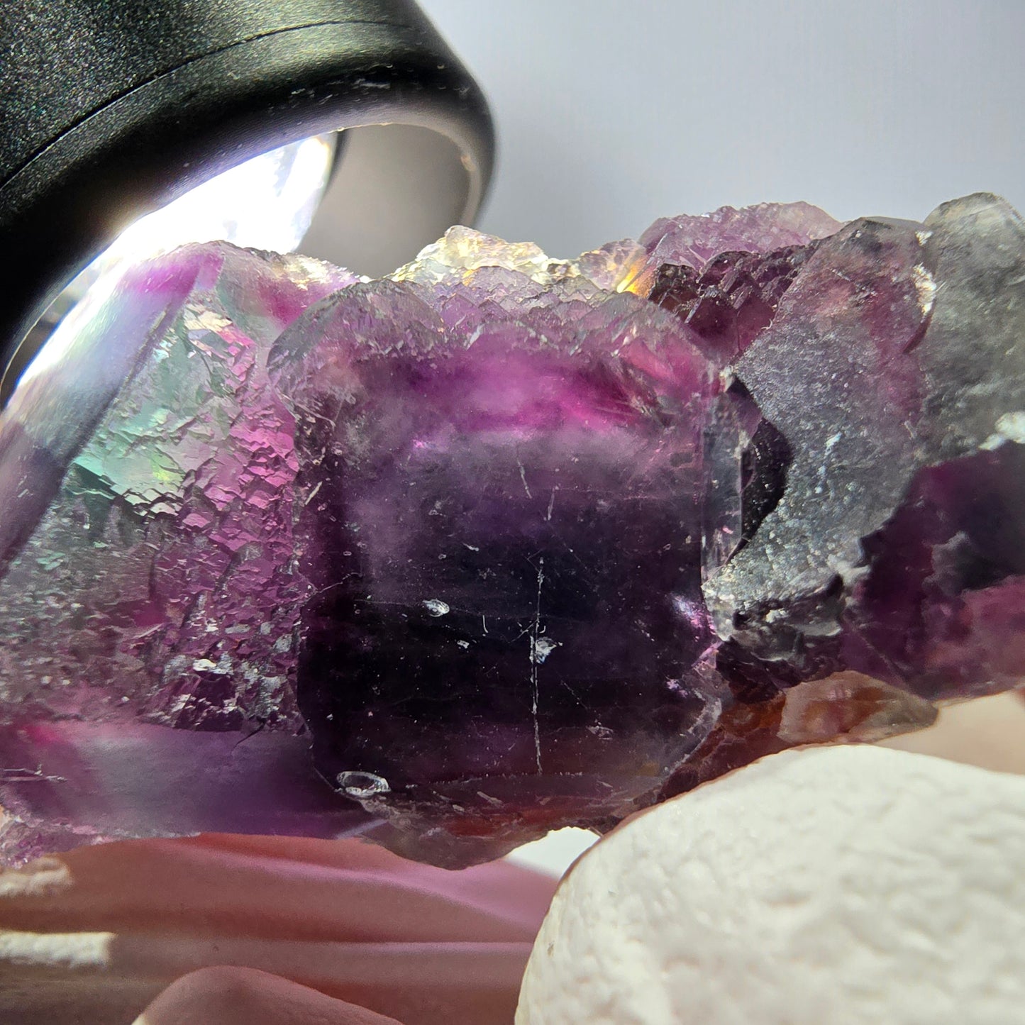 Rare spécimen de cube de fluorite fantôme, vert-violet, Okorusu, Namibie, 46 x 34 x 20 mm
