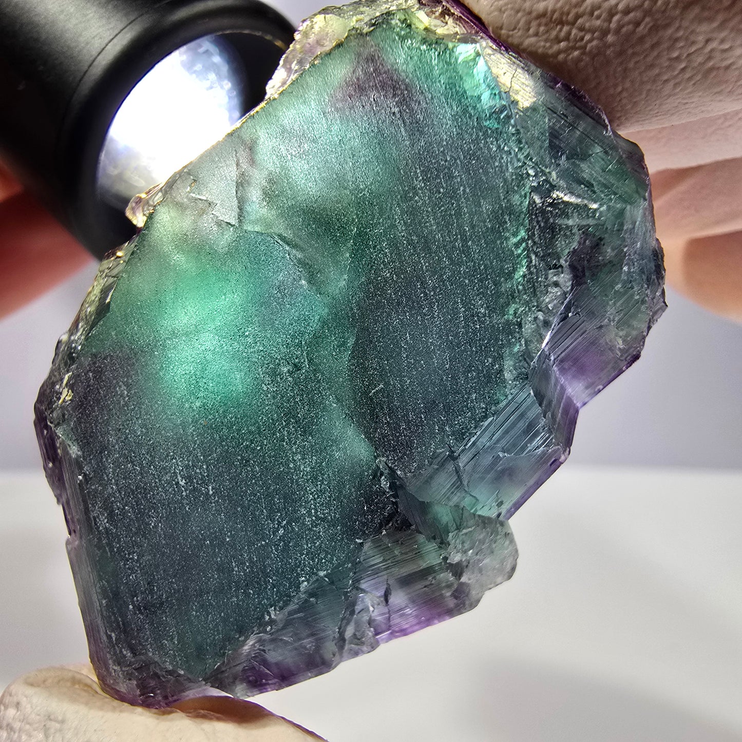 Spécimen de cube de fluorite fantôme, parqueté vert violet Okorusu, Namibie 51*35*16 mm