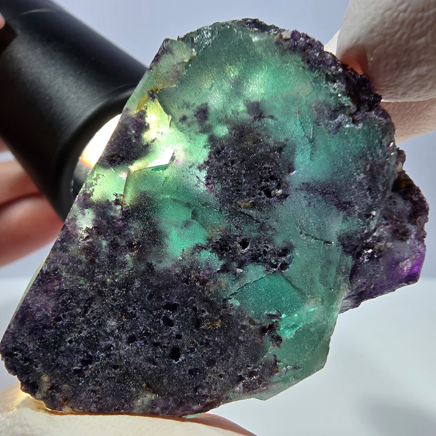 Spécimen de cube de fluorite fantôme, parqueté vert violet Okorusu, Namibie 47*35*24 mm
