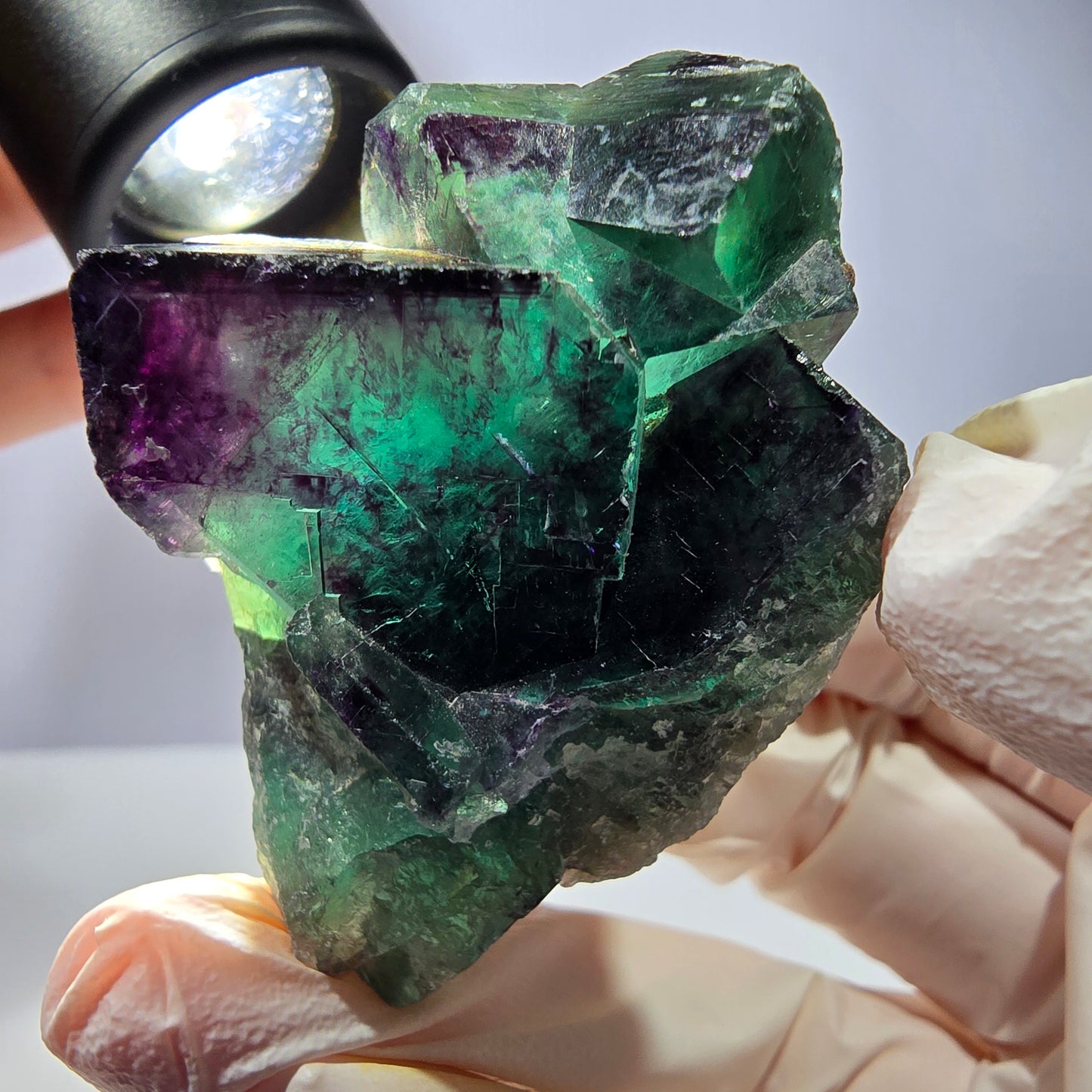 Phantom Fluorit Würfel Stufe, parkettiert grün lila Okorusu, Namibia 51*40*21mm