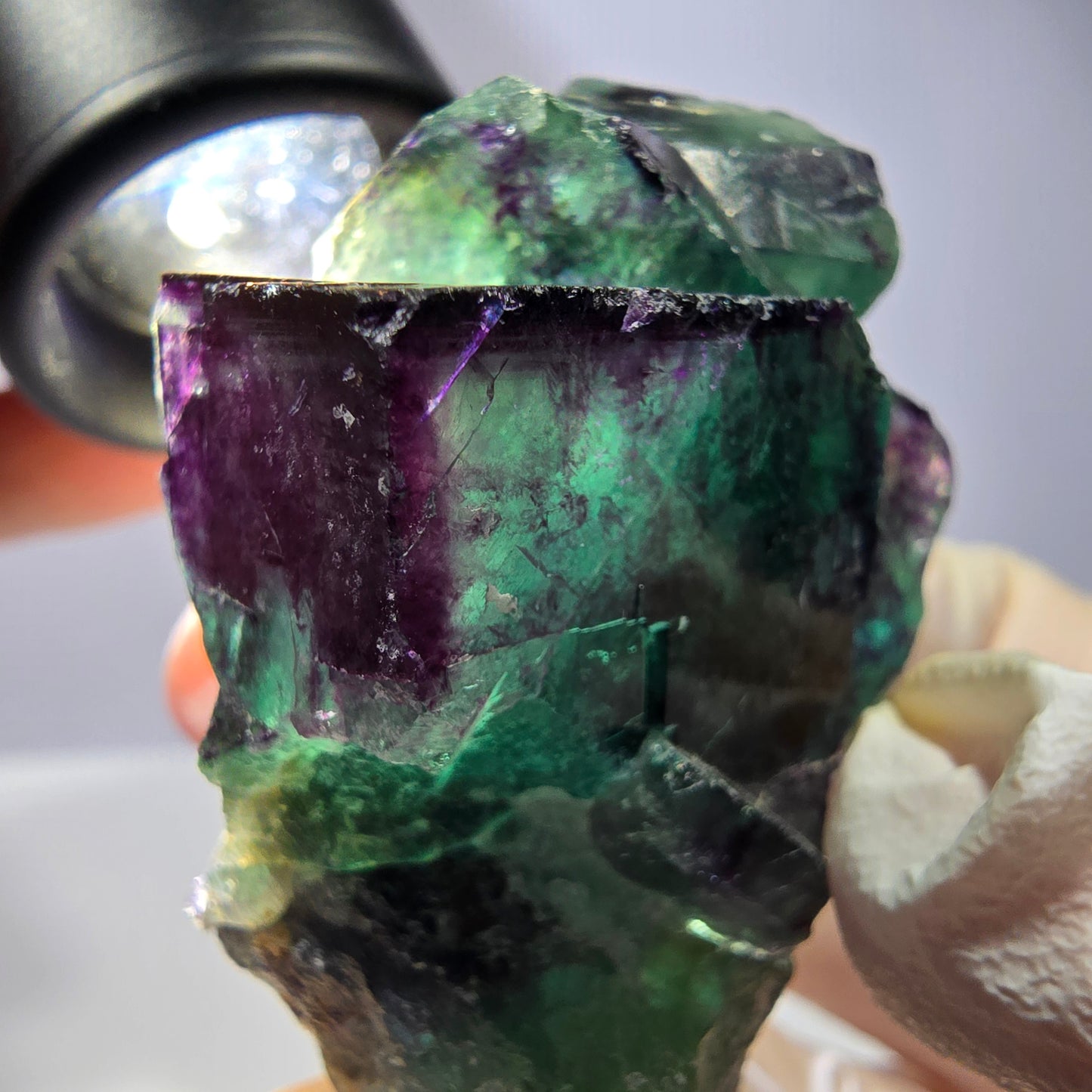 Phantom Fluorit Würfel Stufe, parkettiert grün lila Okorusu, Namibia 51*40*21mm