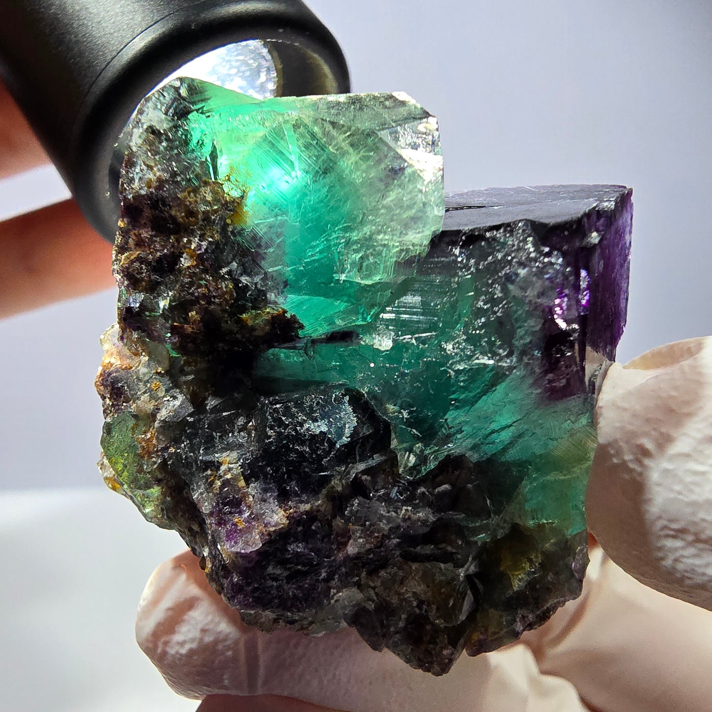 Phantom Fluorit Würfel Stufe, parkettiert grün lila Okorusu, Namibia 51*40*21mm
