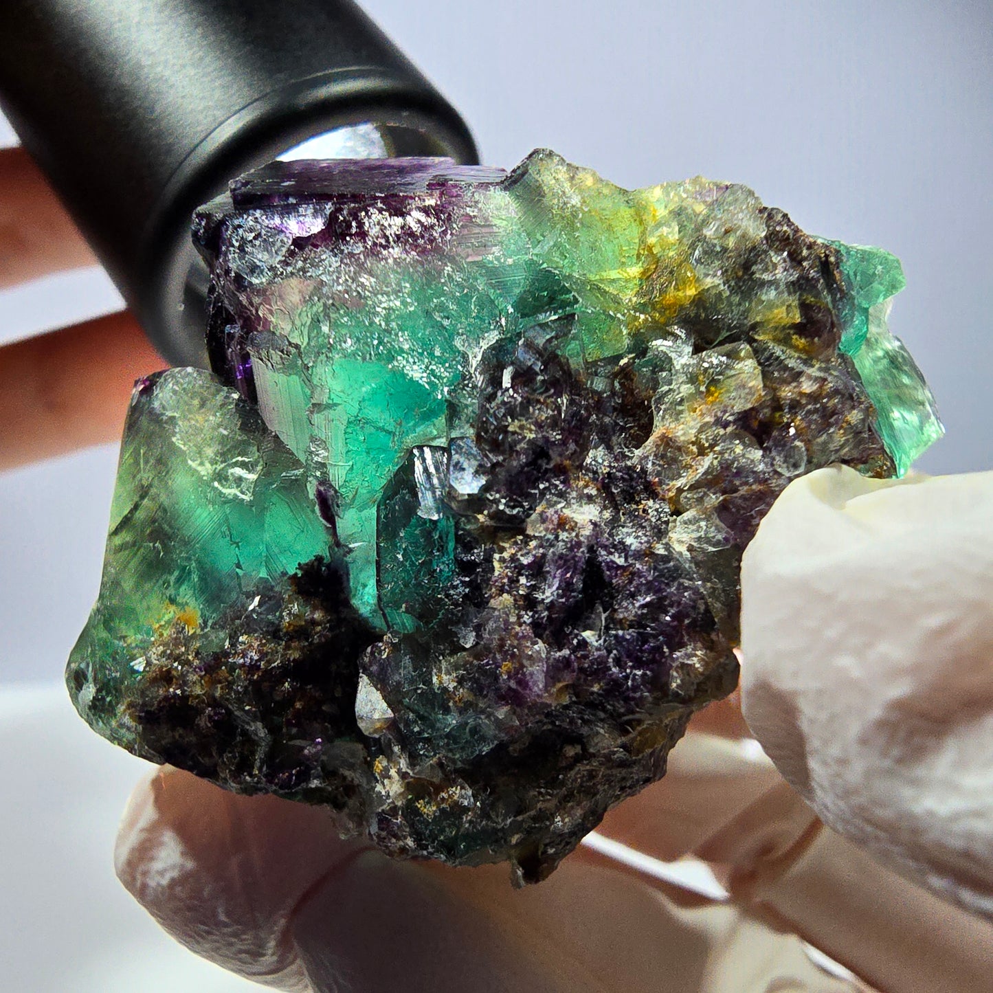 Phantom Fluorit Würfel Stufe, parkettiert grün lila Okorusu, Namibia 51*40*21mm