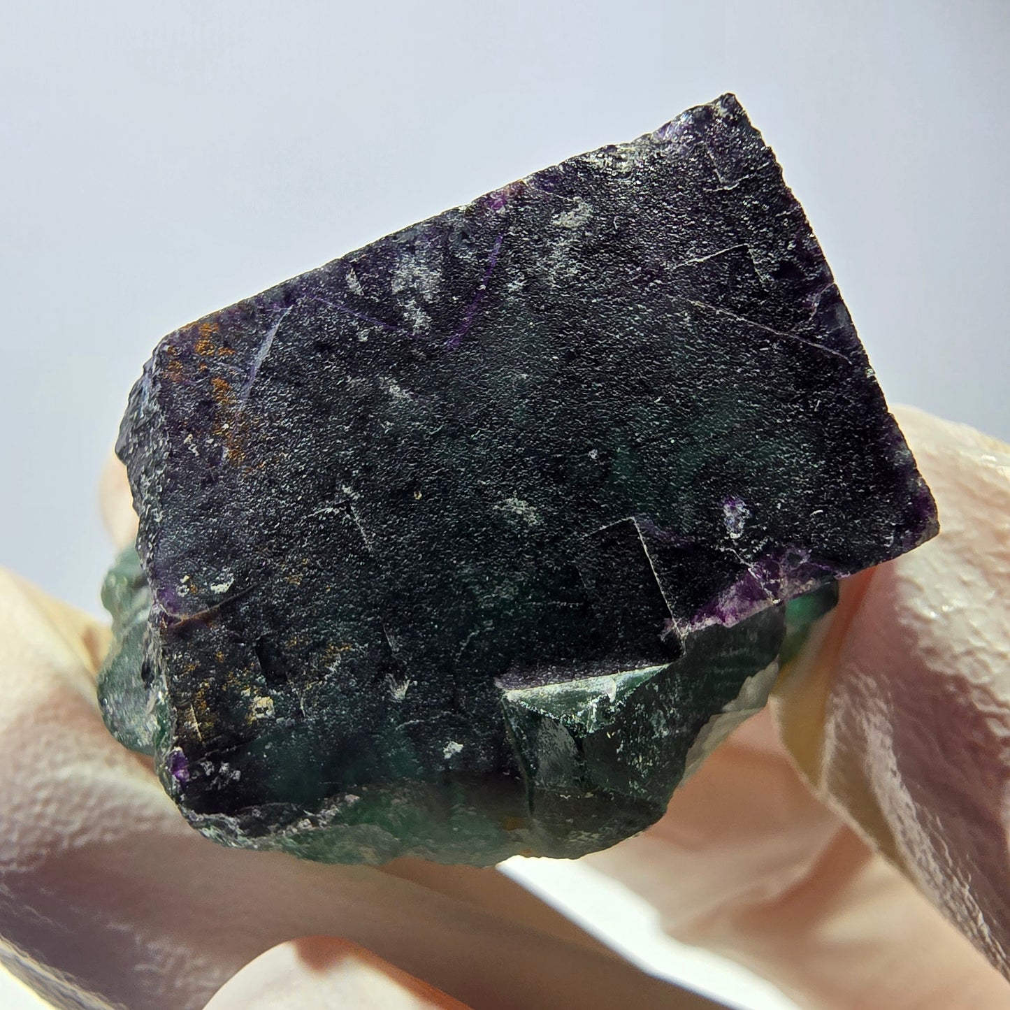 Spécimen de cube de fluorite fantôme, parqueté vert violet Okorusu, Namibie 37*31*25 mm