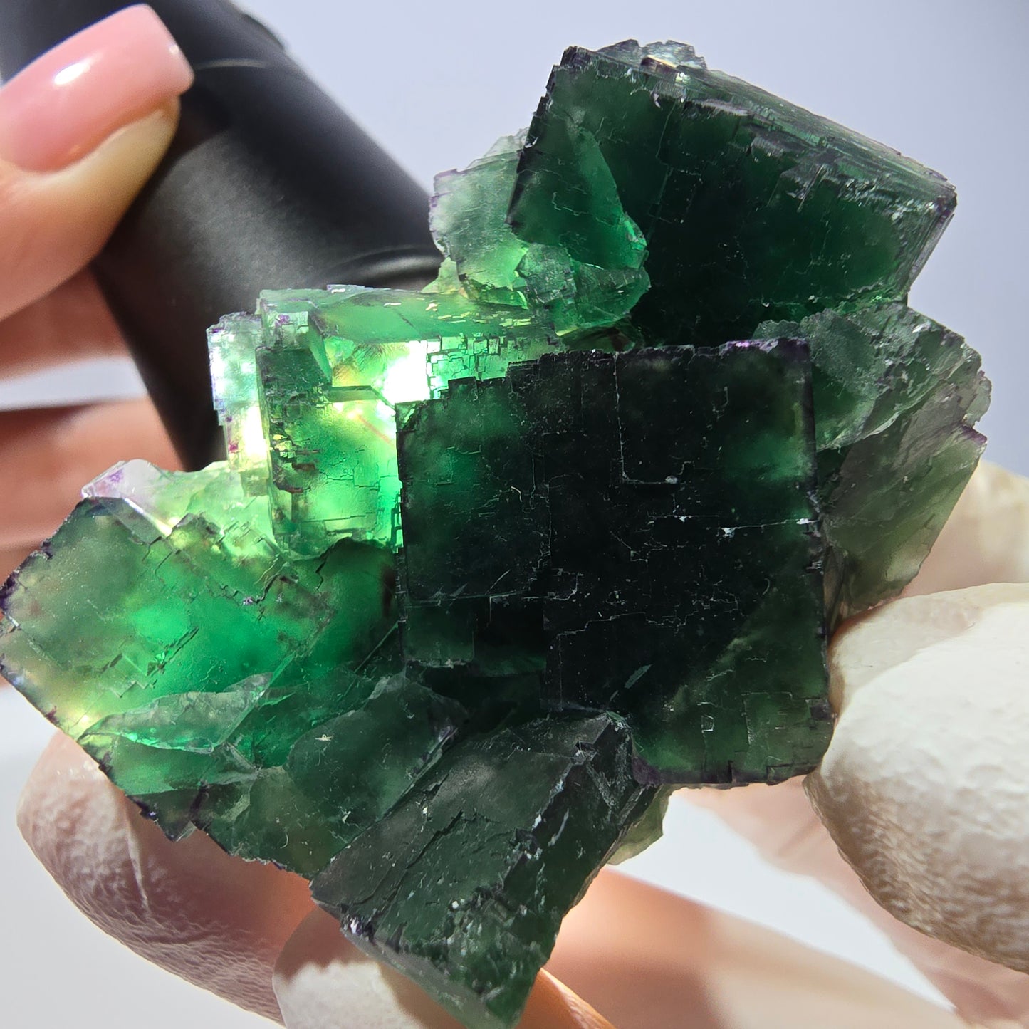 Spécimen de cube de fluorite fantôme, parqueté, zonal Okorusu, Namibie 51*38*29mm