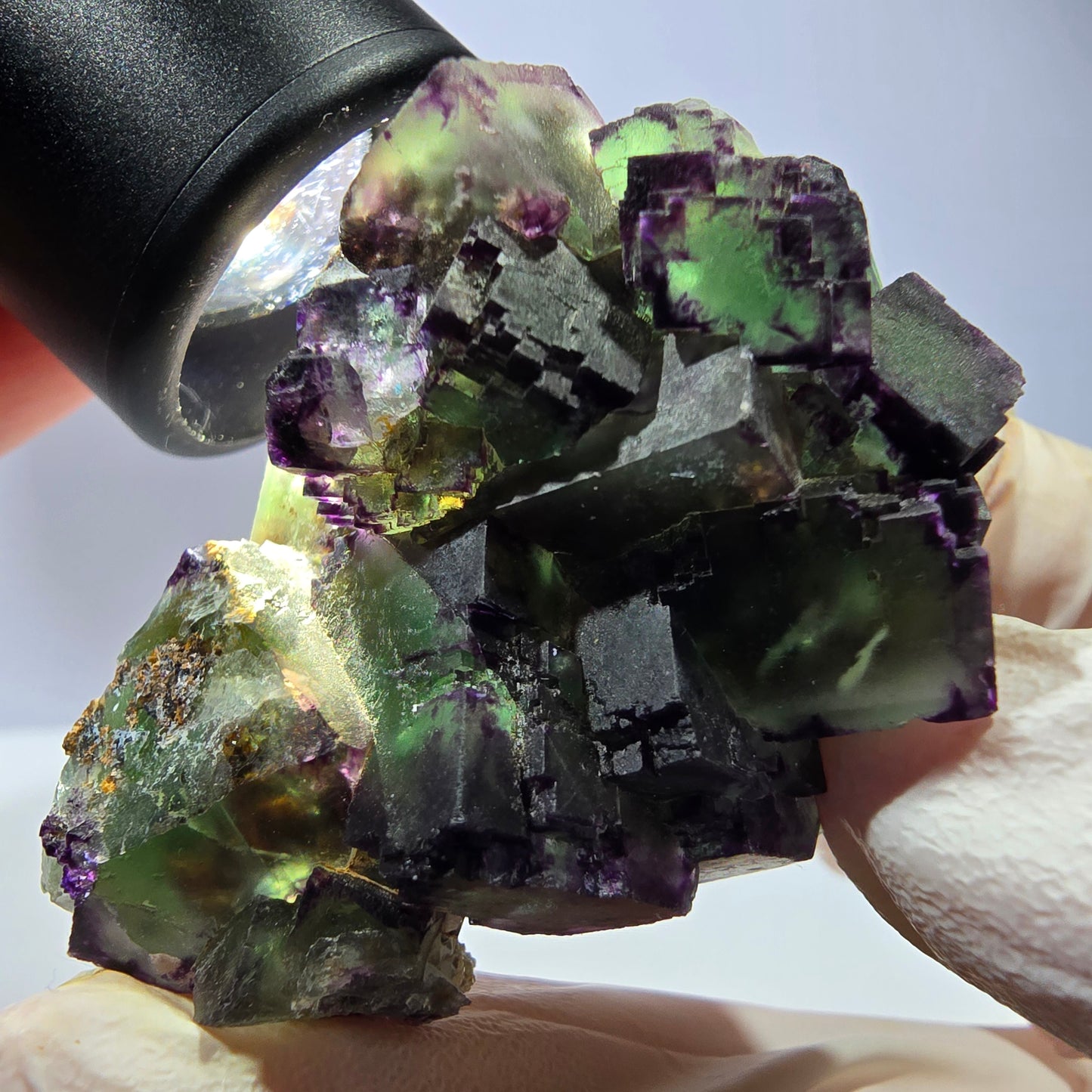 Spécimen de cube de fluorite fantôme, parqueté, zonal Okorusu, Namibie 54 x 39 x 38 mm