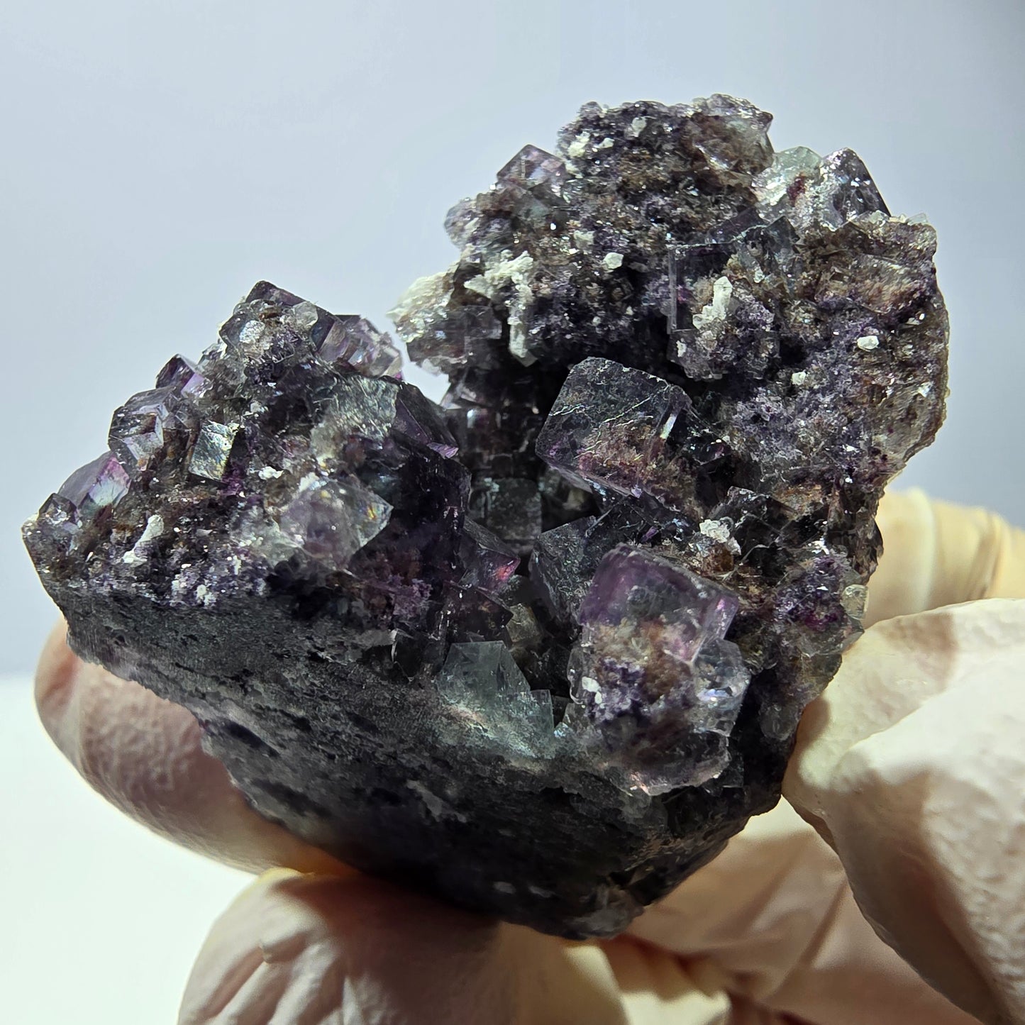 Rare cube de fluorite fantôme, spécimen de quartz violet Okorusu, Namibie, 43 x 31 x 27 mm