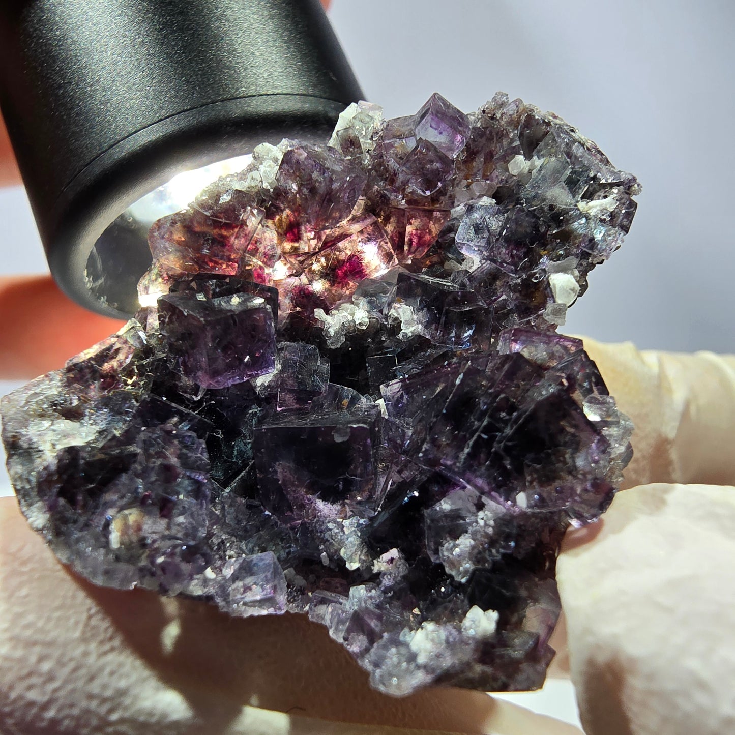 Rare cube de fluorite fantôme, spécimen de quartz violet Okorusu, Namibie, 43 x 31 x 27 mm