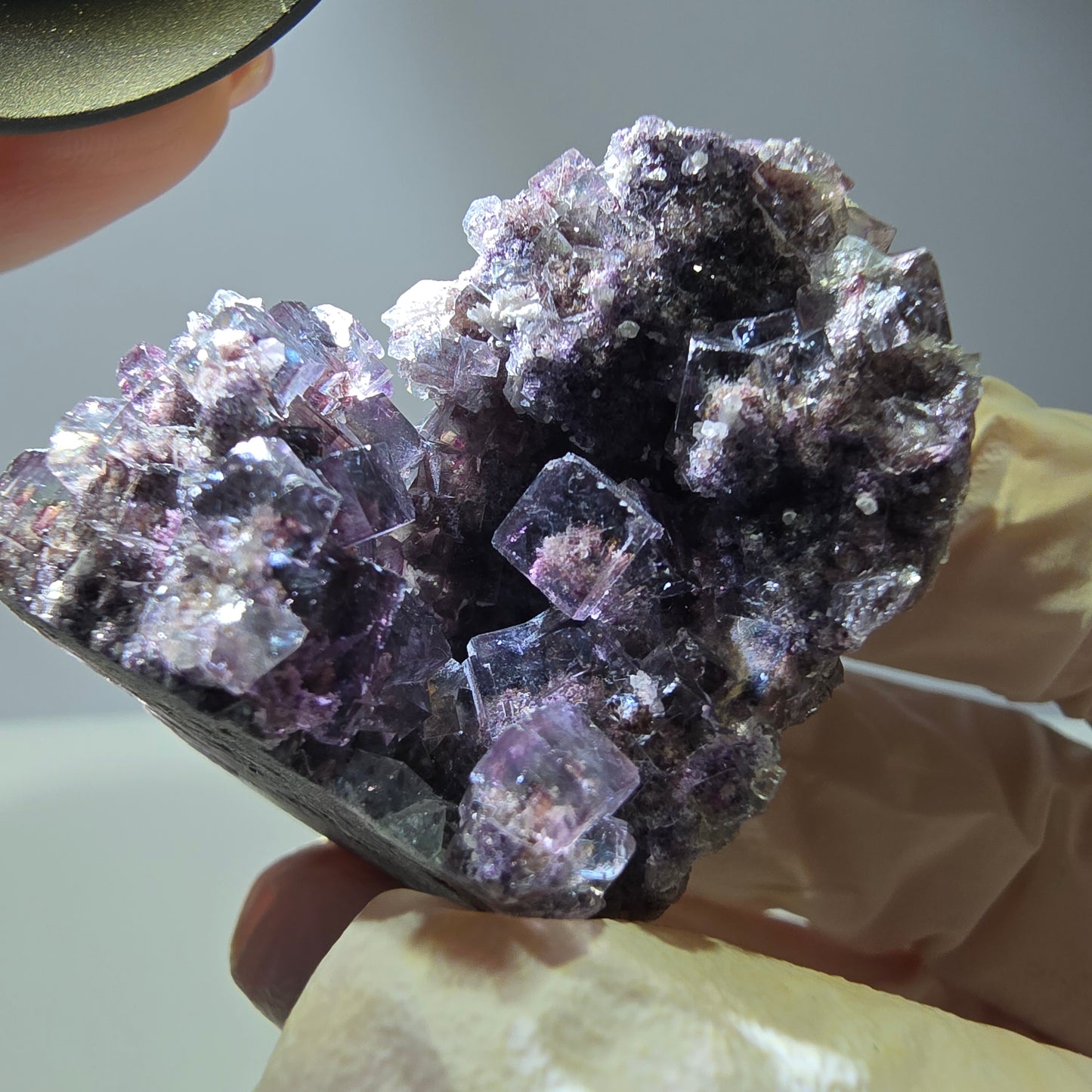 Rare cube de fluorite fantôme, spécimen de quartz violet Okorusu, Namibie, 43 x 31 x 27 mm