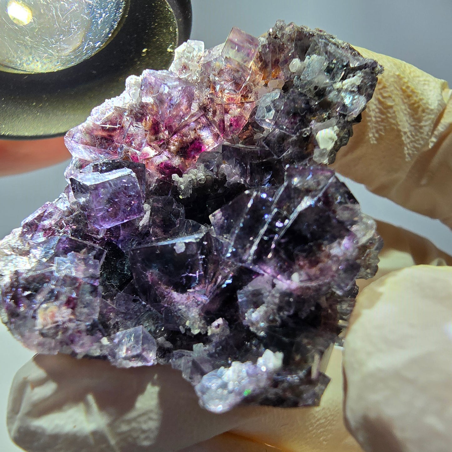Rare cube de fluorite fantôme, spécimen de quartz violet Okorusu, Namibie, 43 x 31 x 27 mm