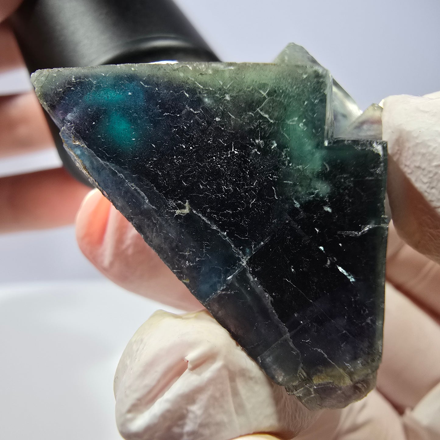 Rare spécimen de cube de fluorite fantôme, poche papillon, Okorusu, Namibie, 48 x 33 x 22 mm