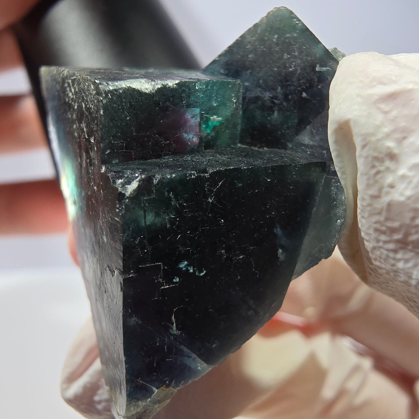 Rare spécimen de cube de fluorite fantôme, poche papillon, Okorusu, Namibie, 48 x 33 x 22 mm