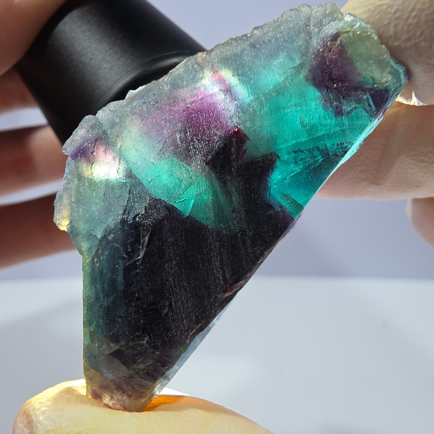 Rare spécimen de cube de fluorite fantôme, poche papillon, Okorusu, Namibie, 48 x 33 x 22 mm