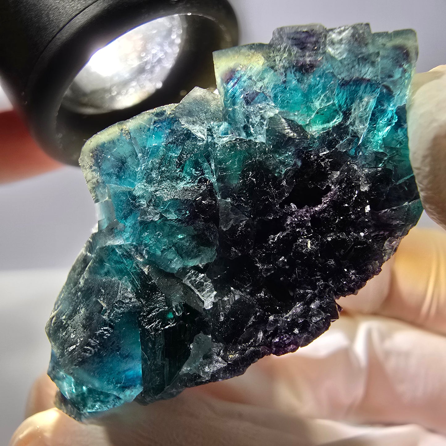 Rare spécimen de cube de fluorite fantôme, poche papillon, Okorusu, Namibie, 51 x 39 x 24 mm