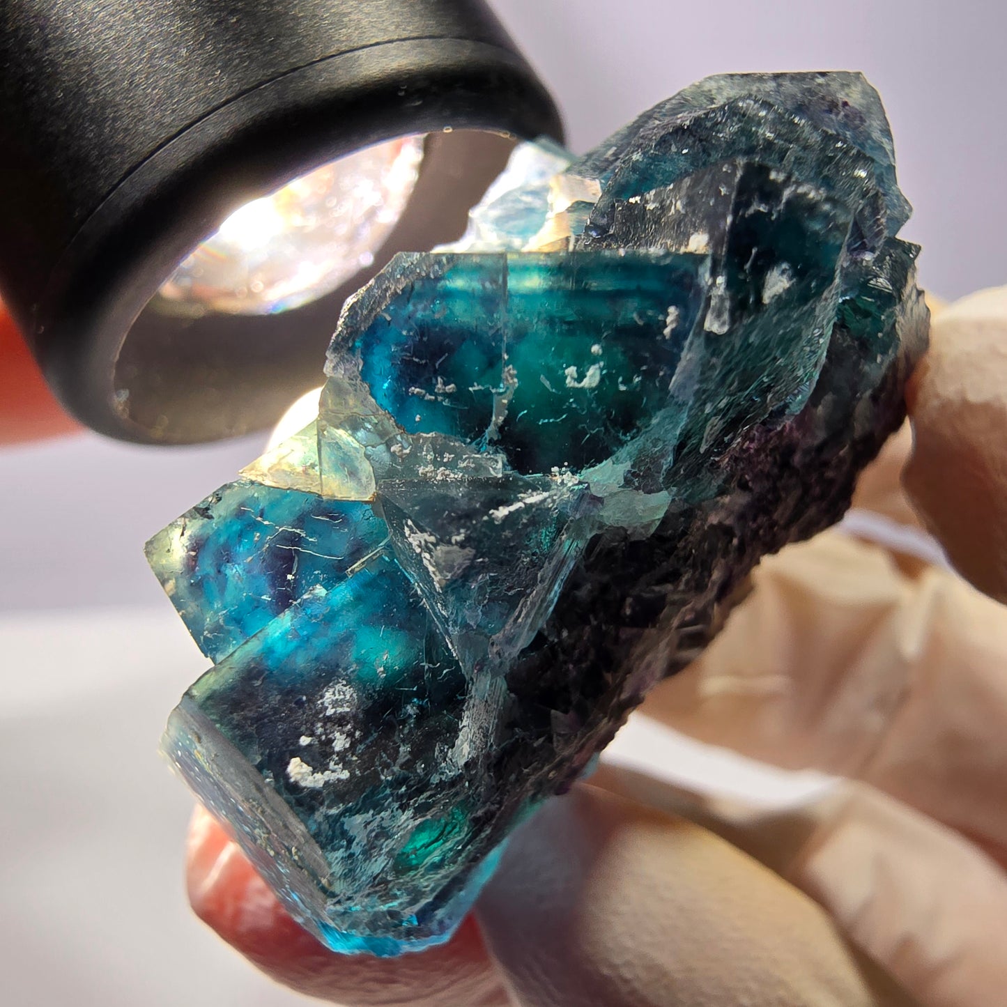 Rare spécimen de cube de fluorite fantôme, poche papillon, Okorusu, Namibie, 51 x 39 x 24 mm