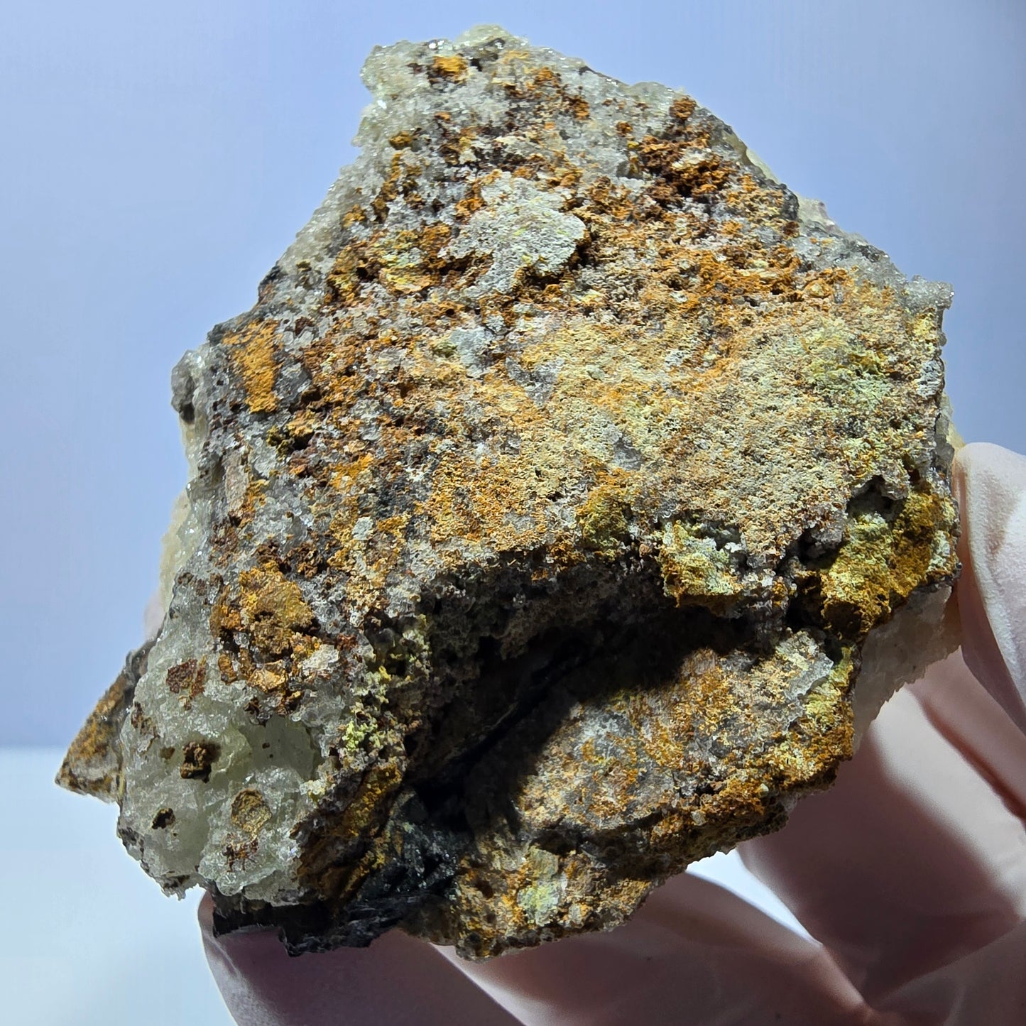 Seltene Hyalit Opal, Orthoklas, Schörl Turmalin Stufe Erongo, Namibia 69*60*36mm