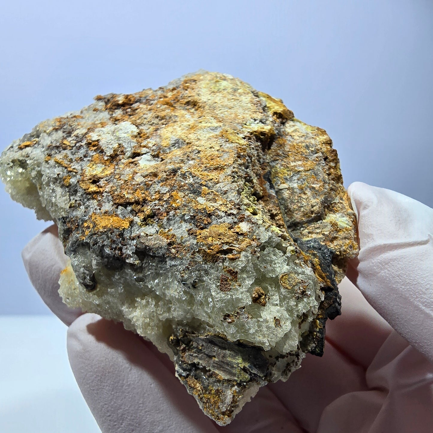 Seltene Hyalit Opal, Orthoklas, Schörl Turmalin Stufe Erongo, Namibia 69*60*36mm