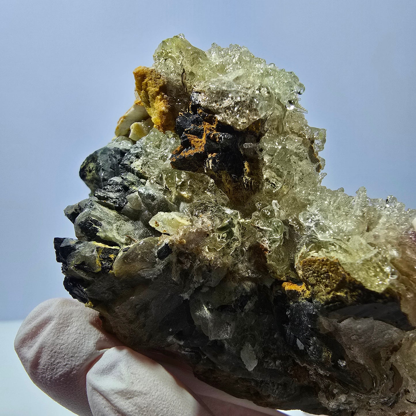 Seltene Hyalit Opal, Orthoklas, Schörl Turmalin Stufe Erongo, Namibia 83*56*53mm