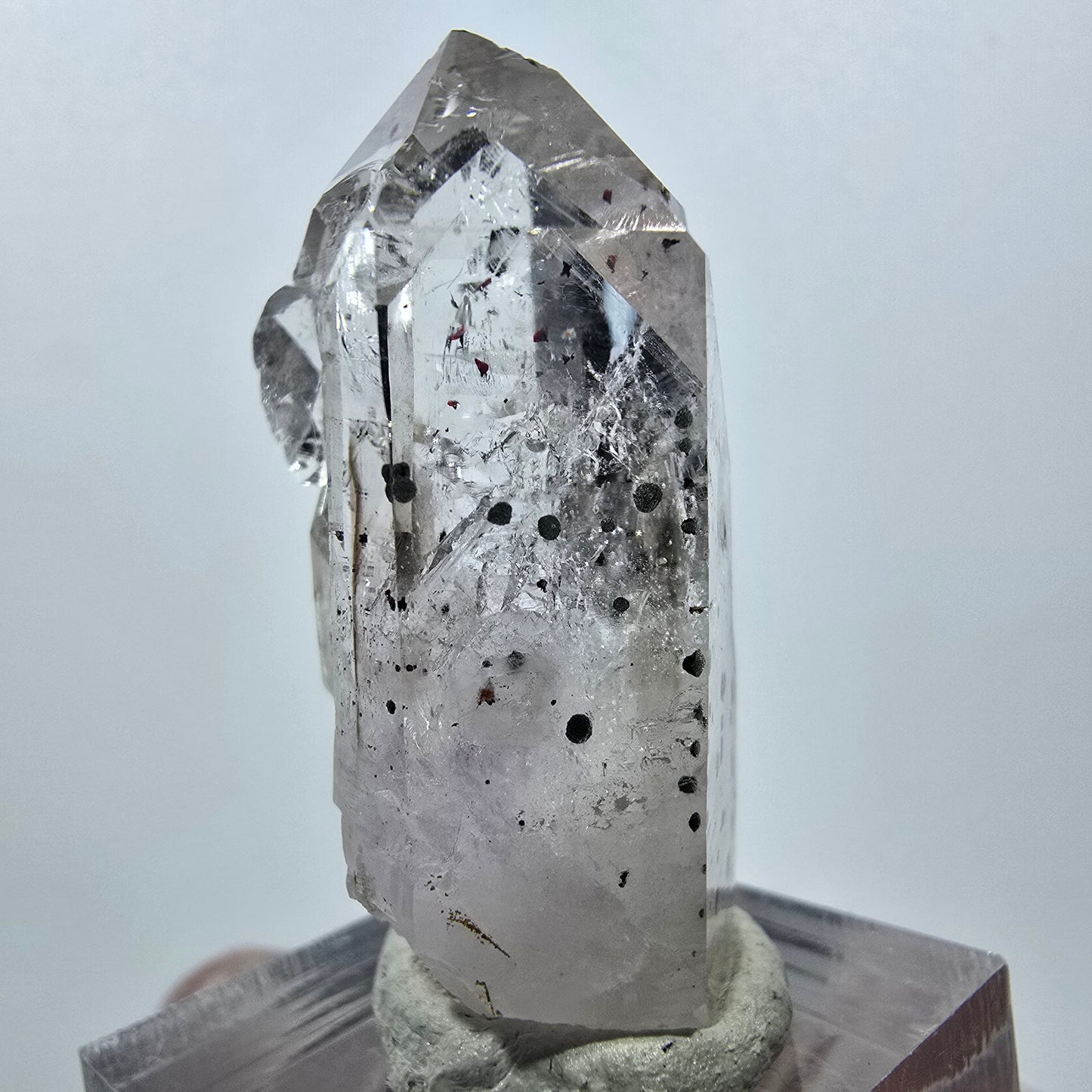 Quartz Harlequin, pointes d'hématite, mine Streep, Goboboseb, Namibie, 39 x 21 x 18 mm