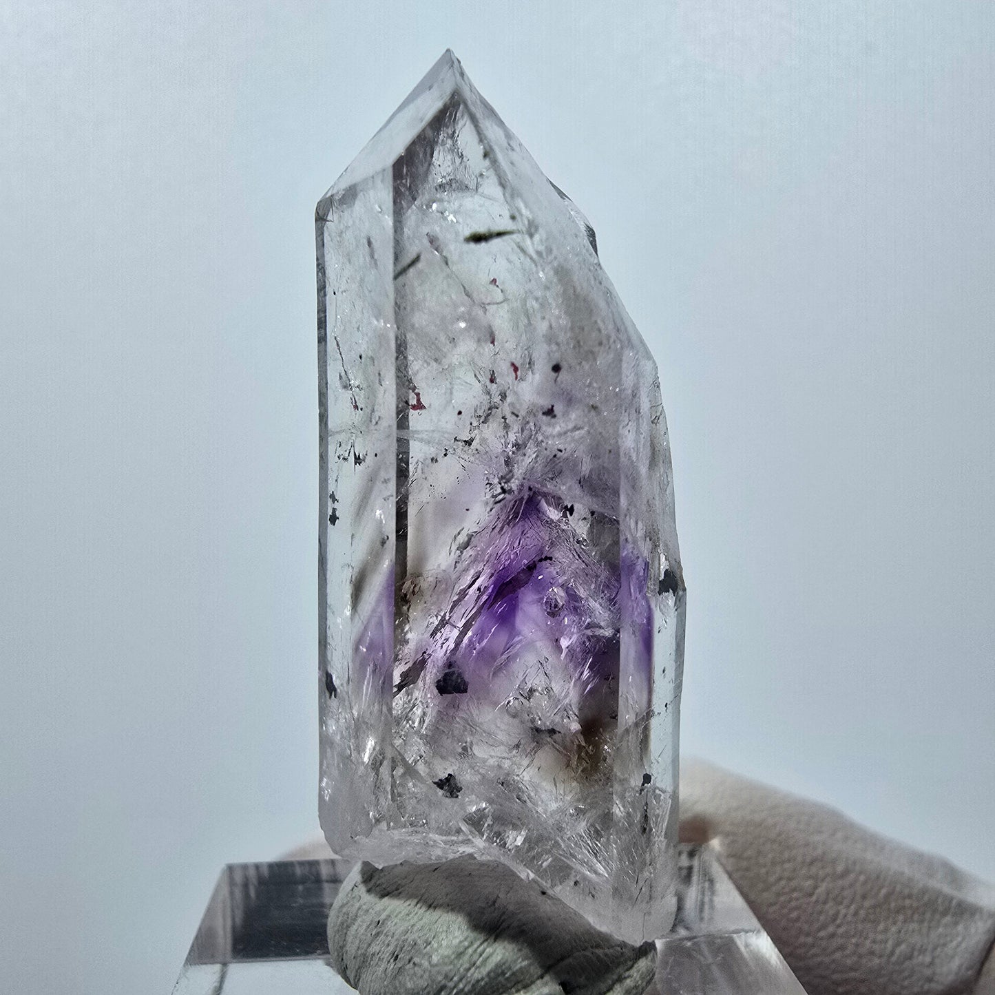 Enhydro Harlequin Phantom Amethyst, 2x Bubble Streep Mine Gobo. Namibie 43 x 15 x 14 mm