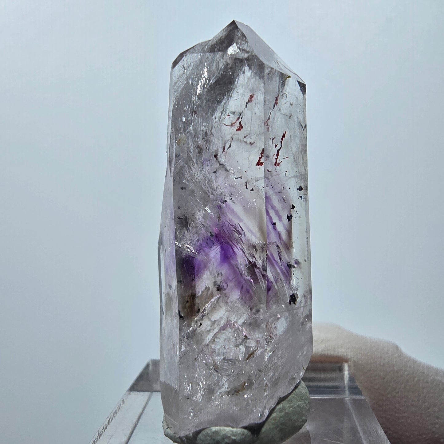 Enhydro Harlequin Phantom Amethyst, 2x Bubble Streep Mine Gobo. Namibie 43 x 15 x 14 mm