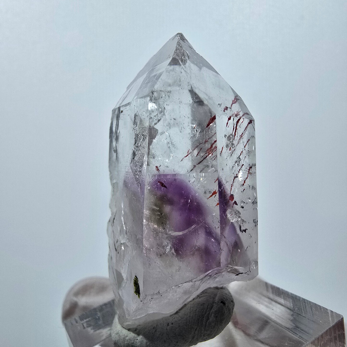 Harlequin Phantom Amethyst with Analcim Streep Mine, Goboboseb, Namibia 42*26*16mm
