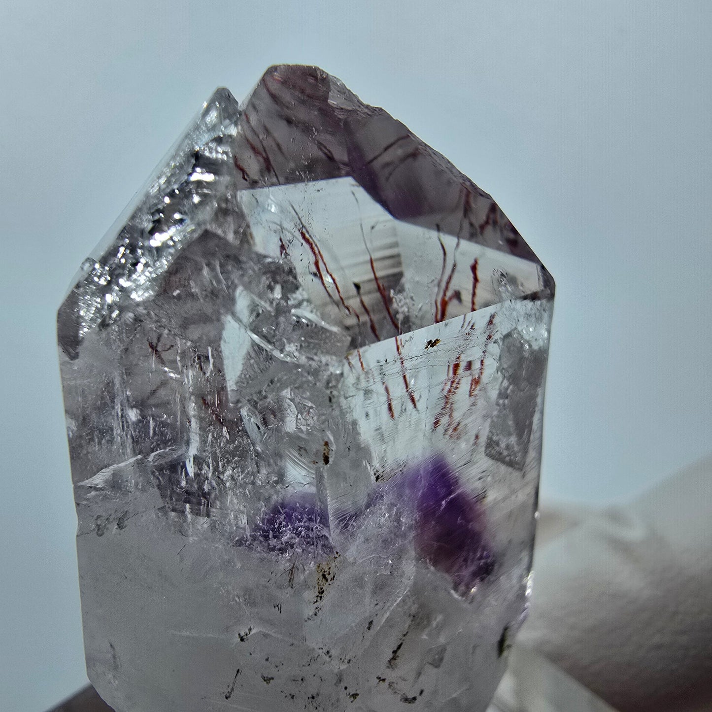 Harlequin Phantom Amethyst with Analcim Streep Mine, Goboboseb, Namibia 42*26*16mm